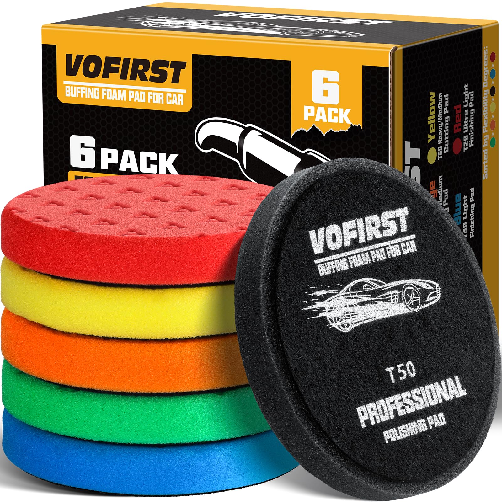 Polishing Pad 7.5 Inch 6 Pcs Foam Buffing Pads for Car Detailing (6 Count)