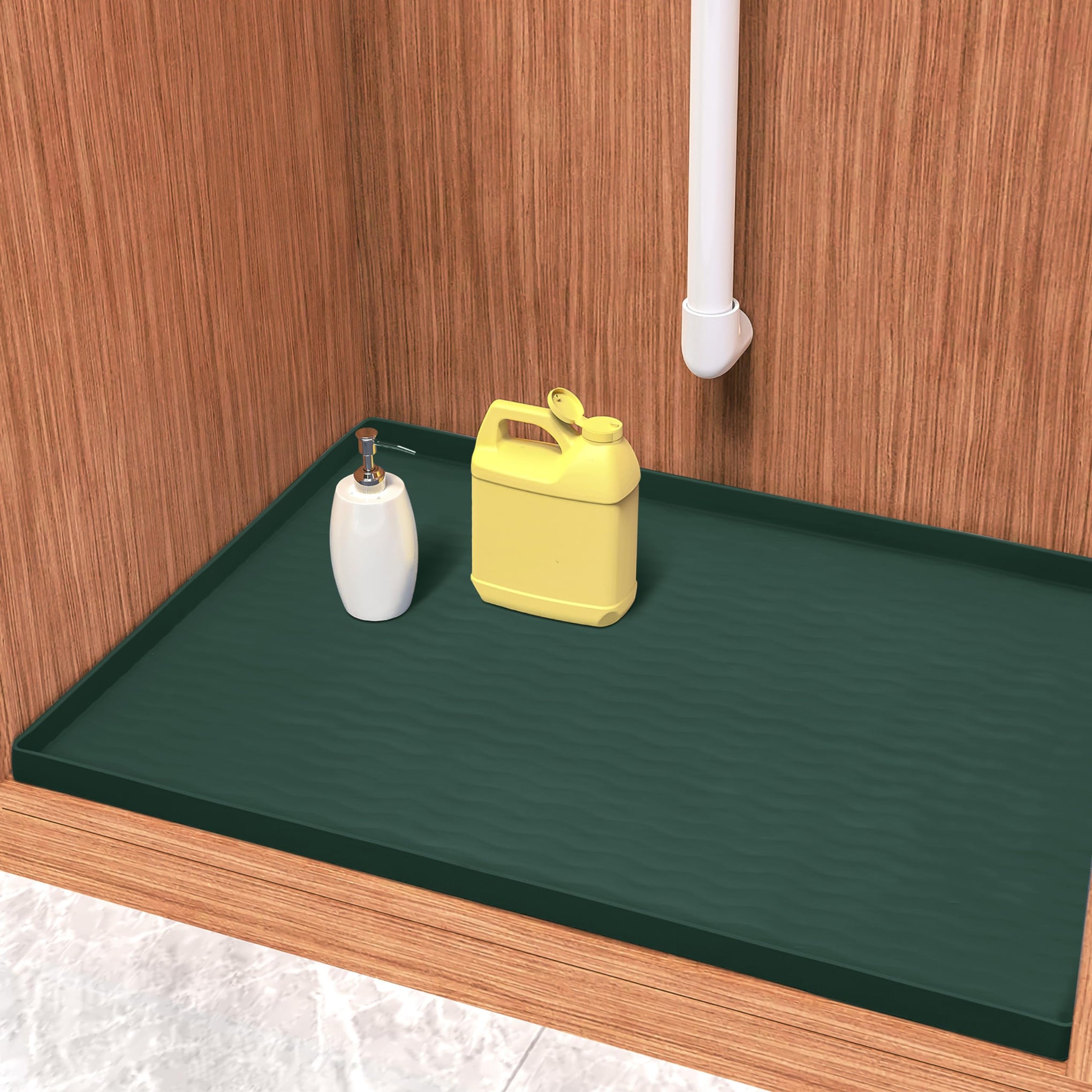 Waterproof Silicone Under Sink Mat 31'' x 22'' Shelf Liner for Kitchen and Bathroom