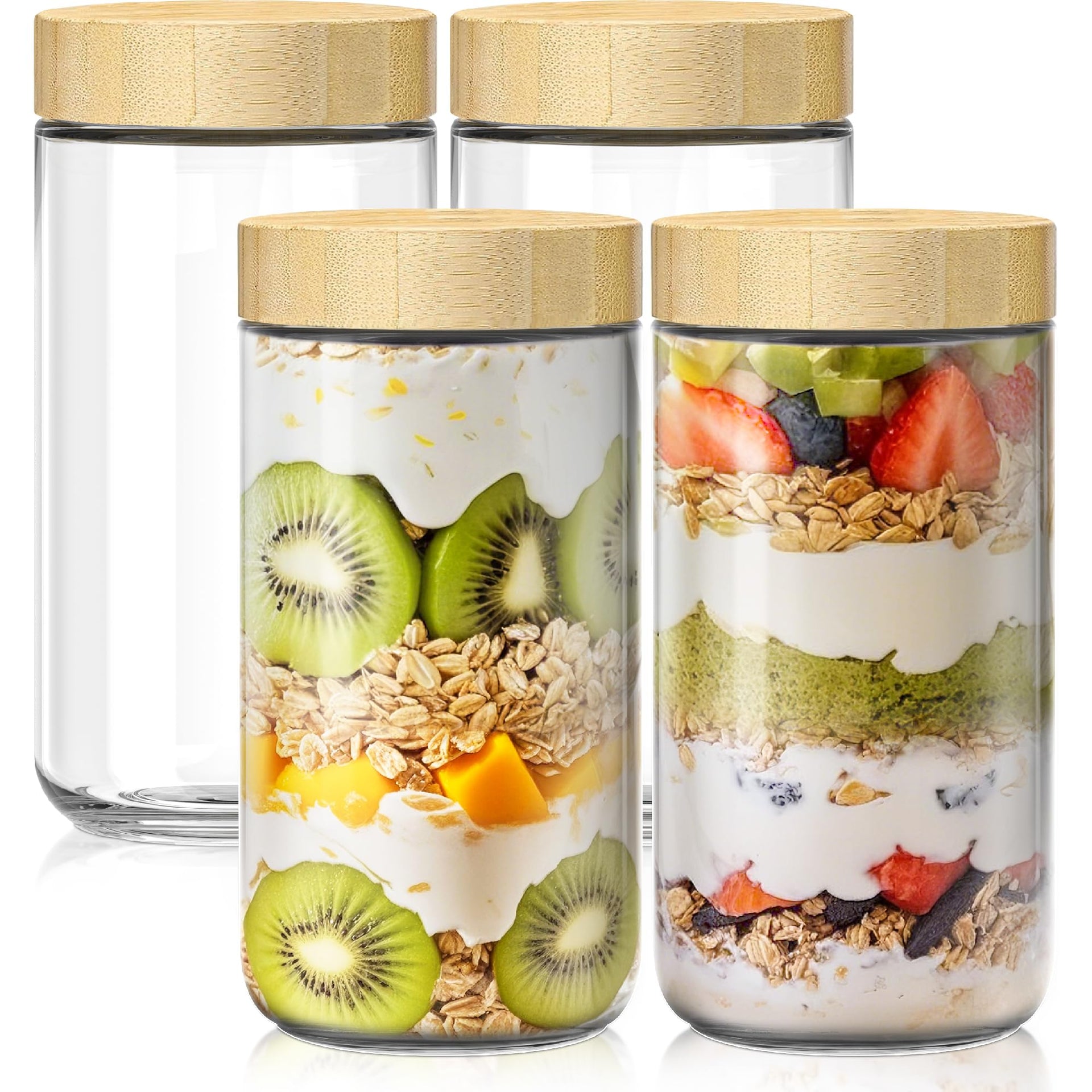 24 oz Glass Overnight Oats Containers (4 Count)