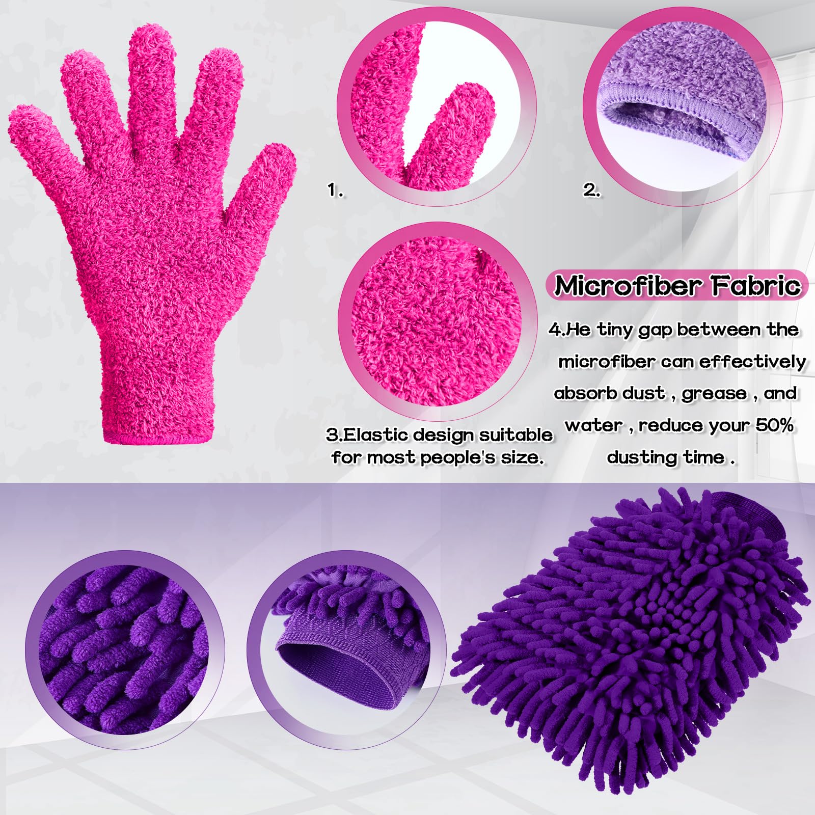 6 Pcs Micro Dusting Mitt Plant Cleaning