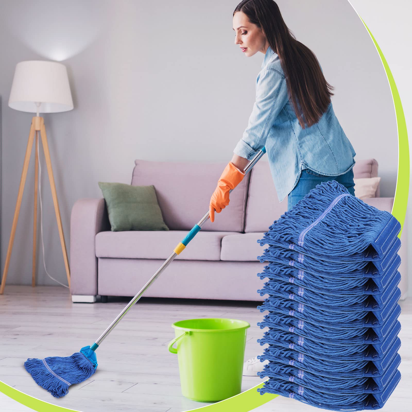 30 Pieces Commercial Mop Head Replacement Floor Cleaning Wet Mop Heads Heavy Duty Large Cotton String Sweeper Refills for Industrial Home Use