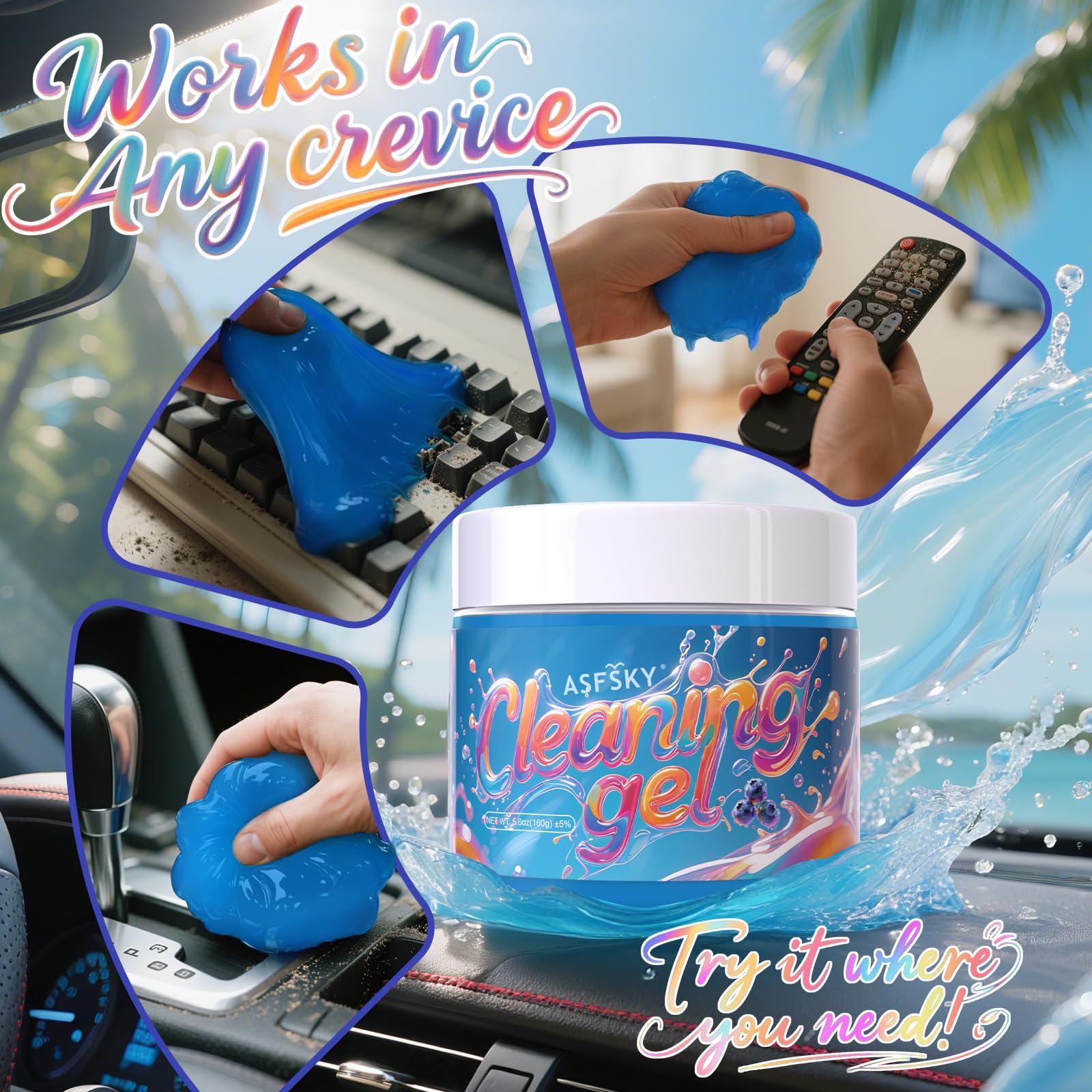Car Cleaning Gel Cleaning Putty Universal Cleaning Gel Blueberry