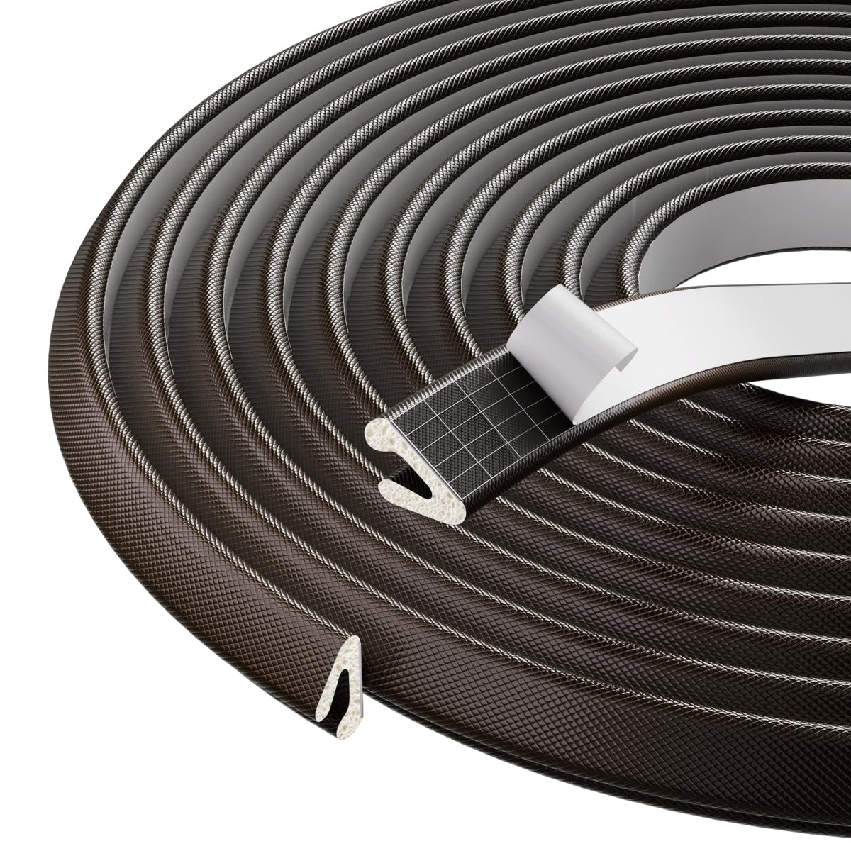 V Shape Thin Foam Weather Stripping Door Frame Seal Strip 2Pcs×26FT Brown