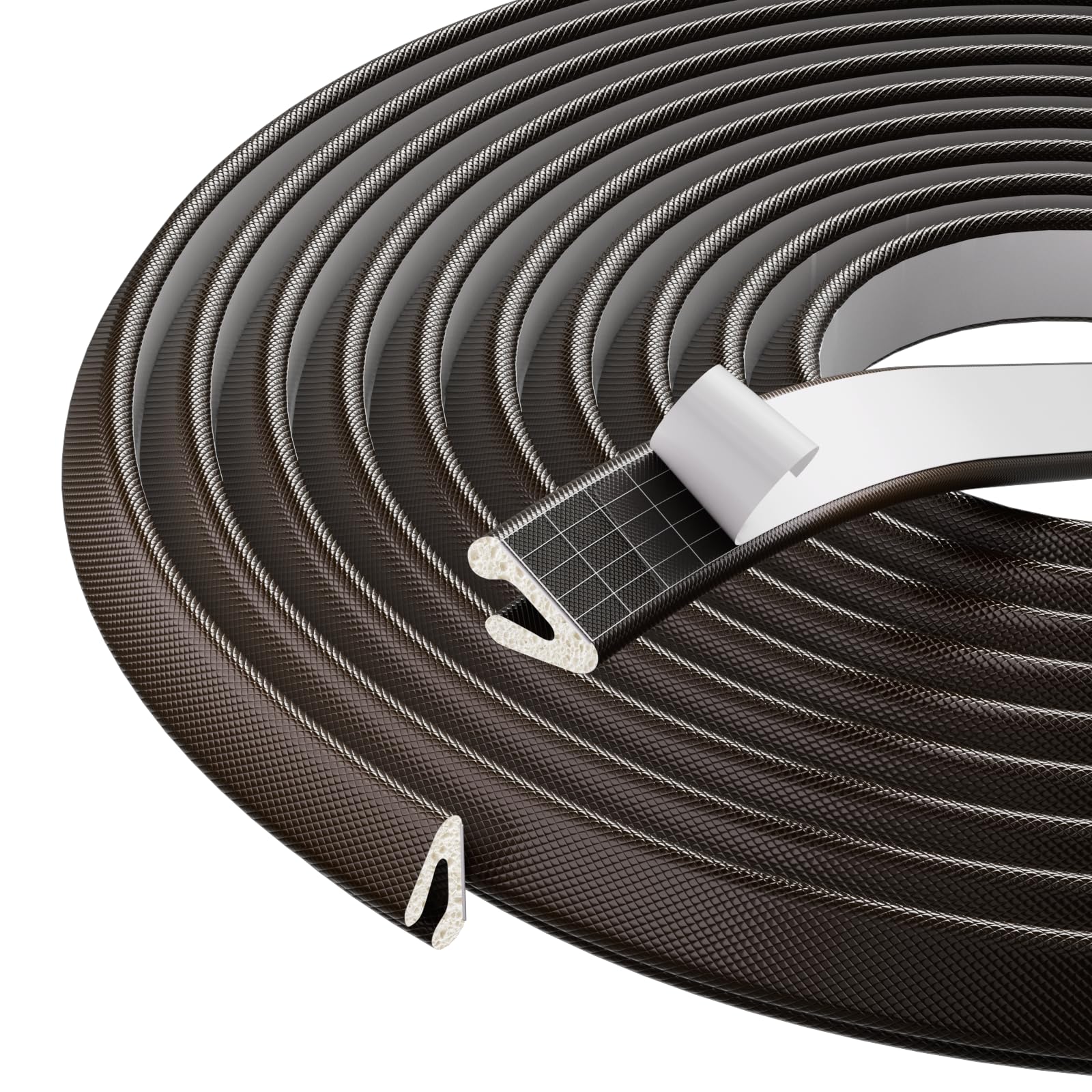V Shape Thin Foam Weather Stripping Door Frame Seal Strip 2Pcs×26FT Brown