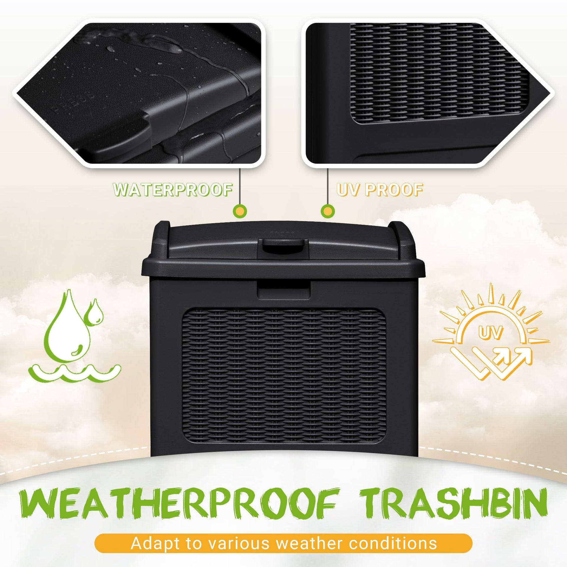 4 Pack Outdoor Trash Can with Lid