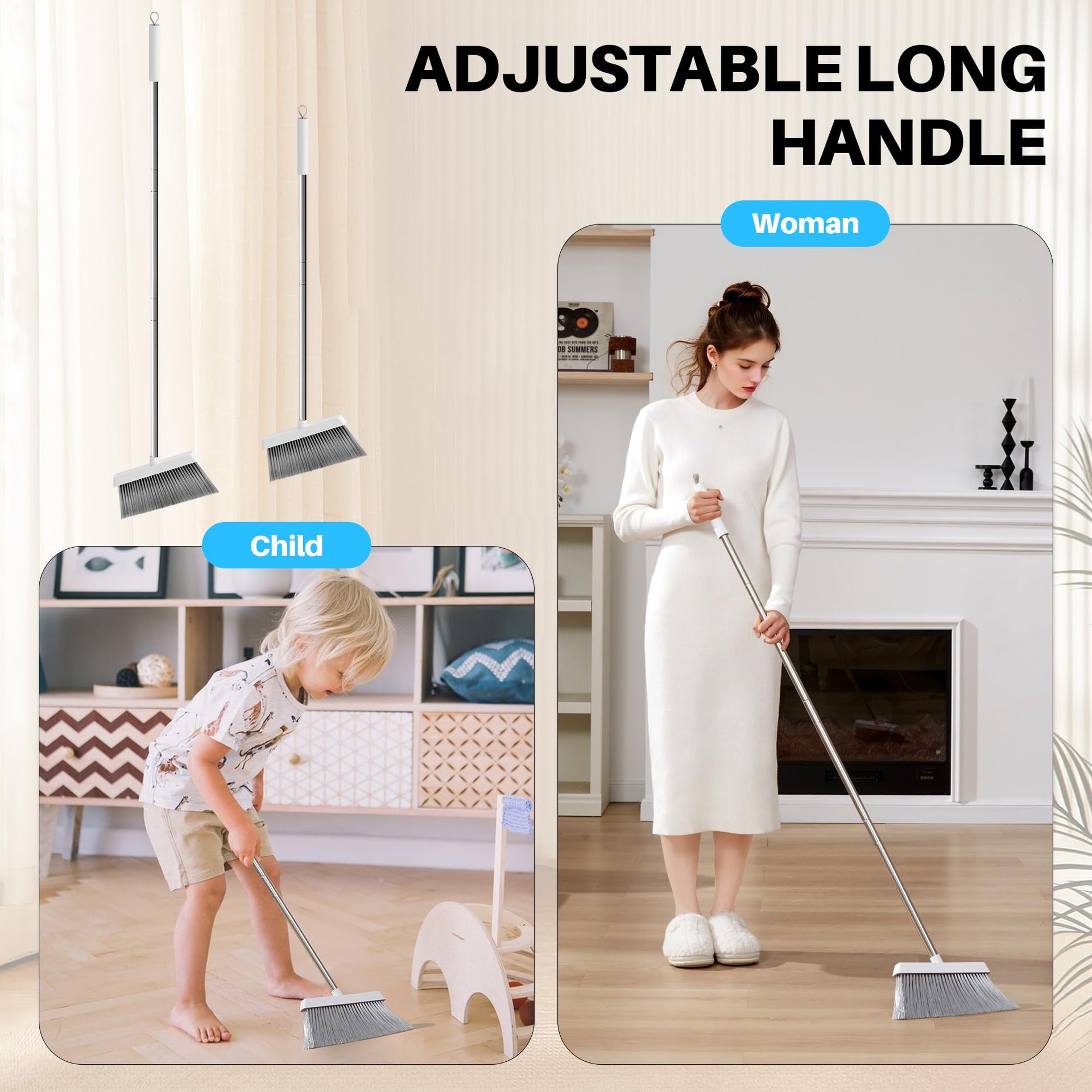White Broom and Dustpan Set
