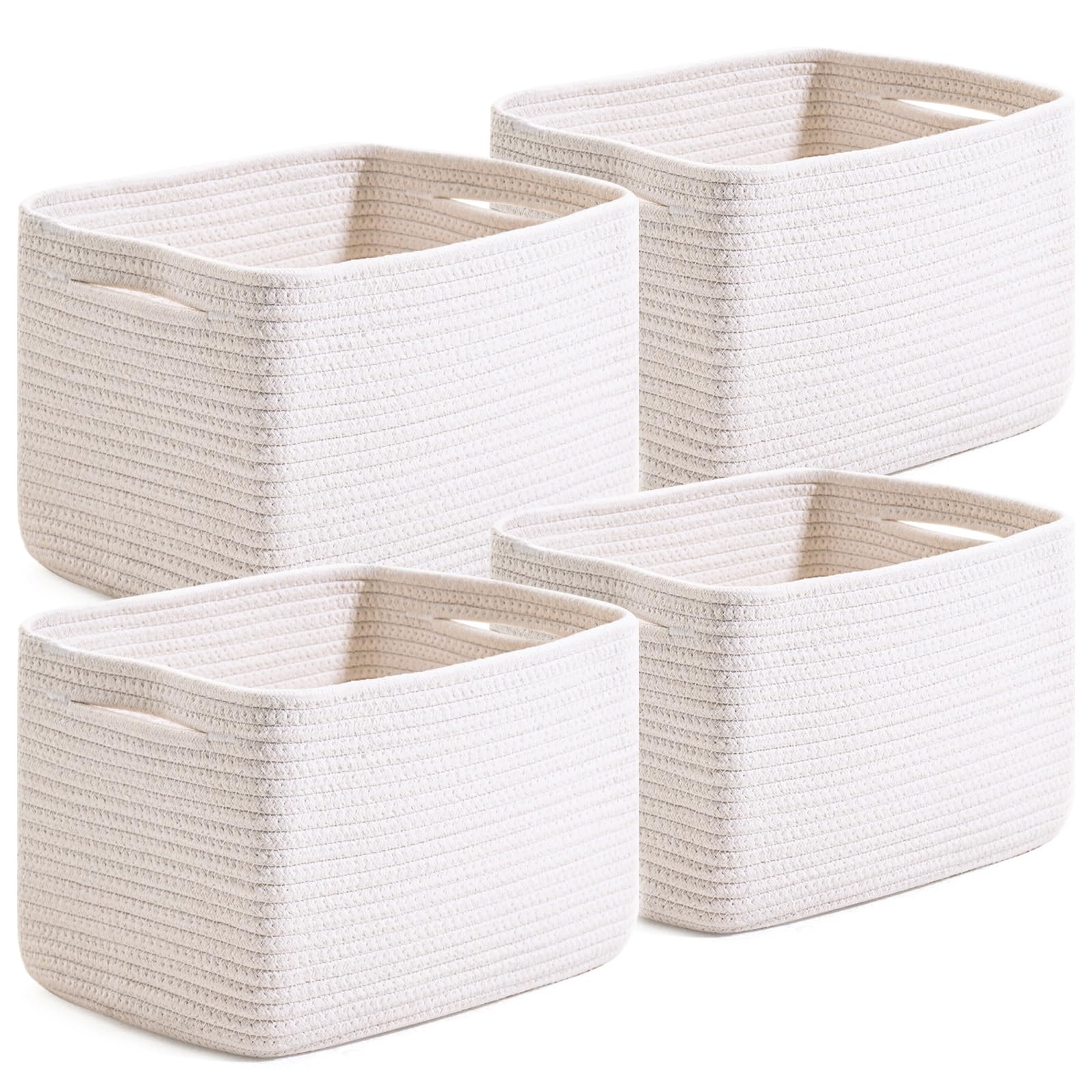 White Storage Baskets for Organizing (4 Count)