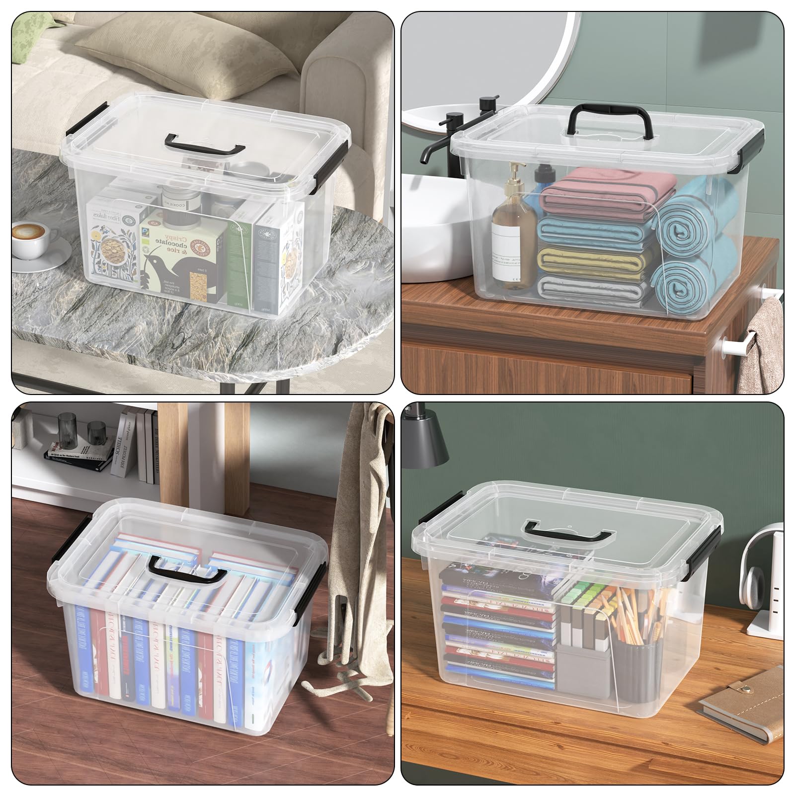4 Pack Plastic Storage Containers with Lids (4 Count)