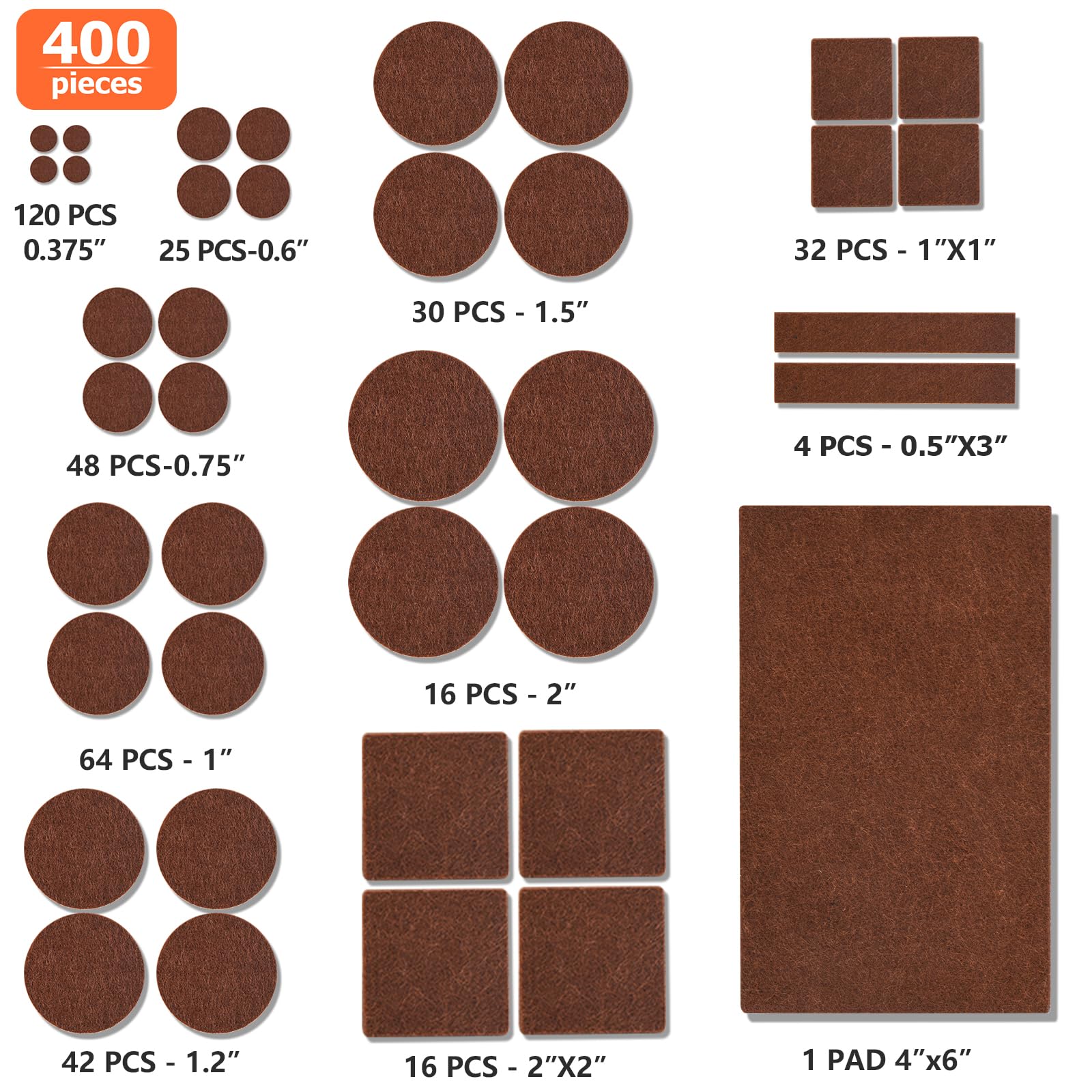 Felt Furniture Pads 400 Pieces (400 Count)