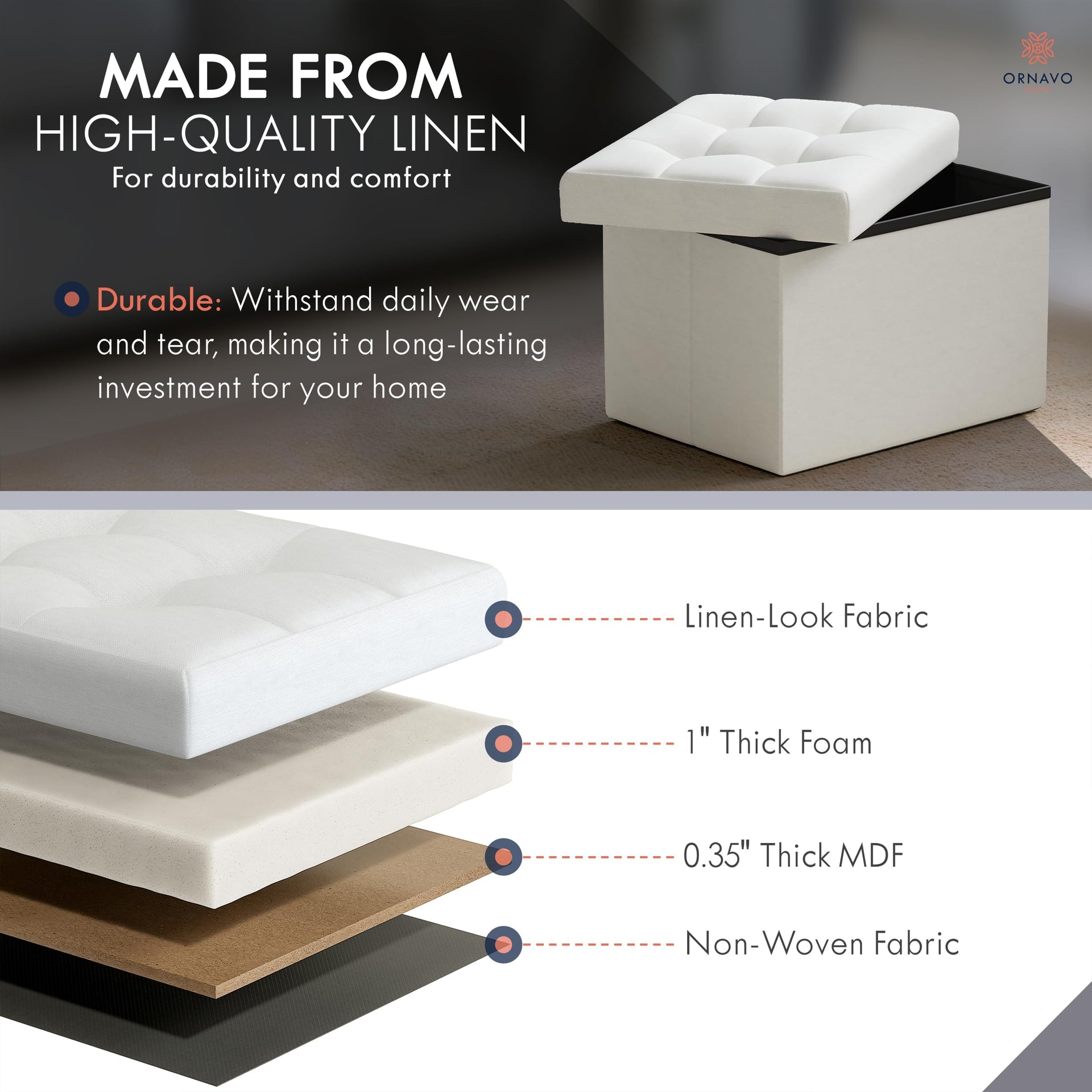 Small Rectangle Storage Ottoman