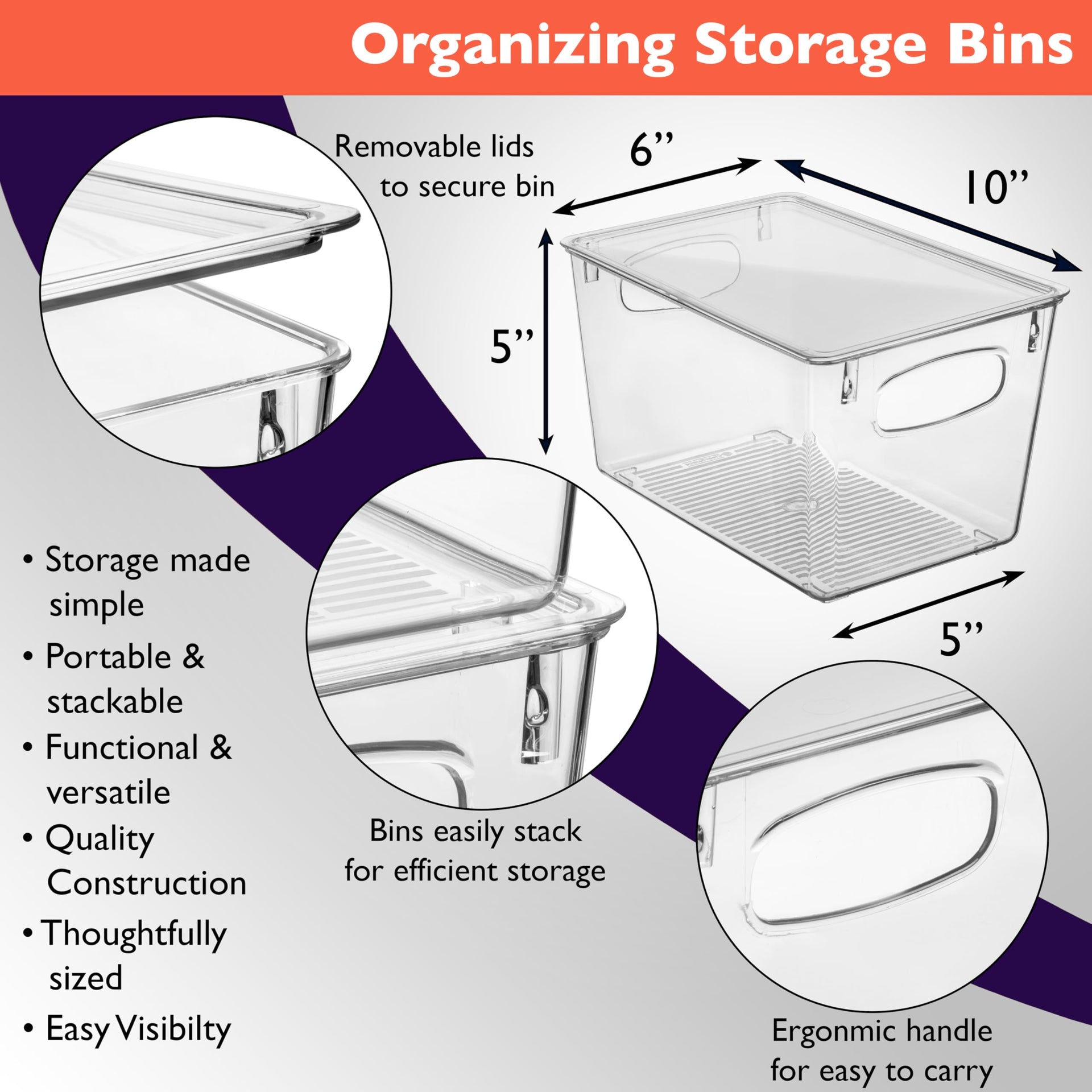 Pantry Storage Bins with Lids for Kitchen & Fridge