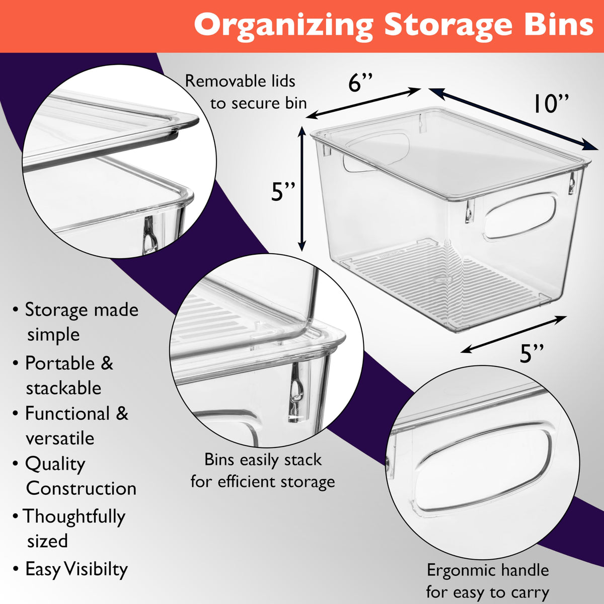 Pantry Storage Bins with Lids for Kitchen & Fridge (8 Count)