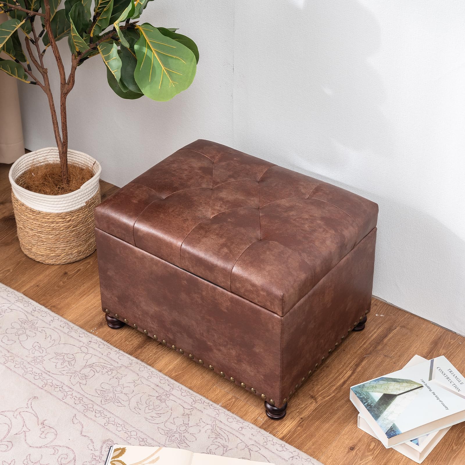 Leather Storage Ottoman
