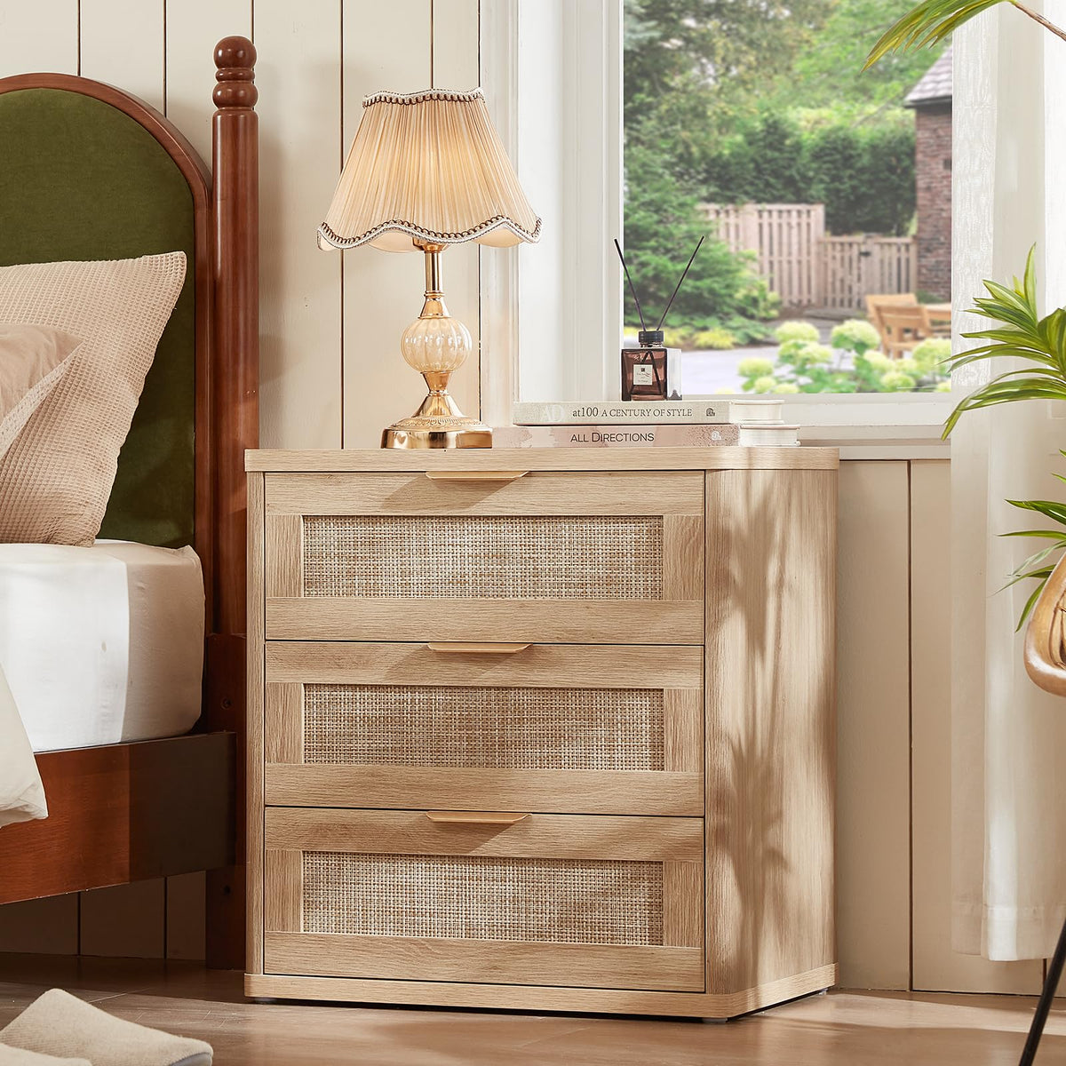 Rattan 23" Nightstands with Drawers for Bedroom