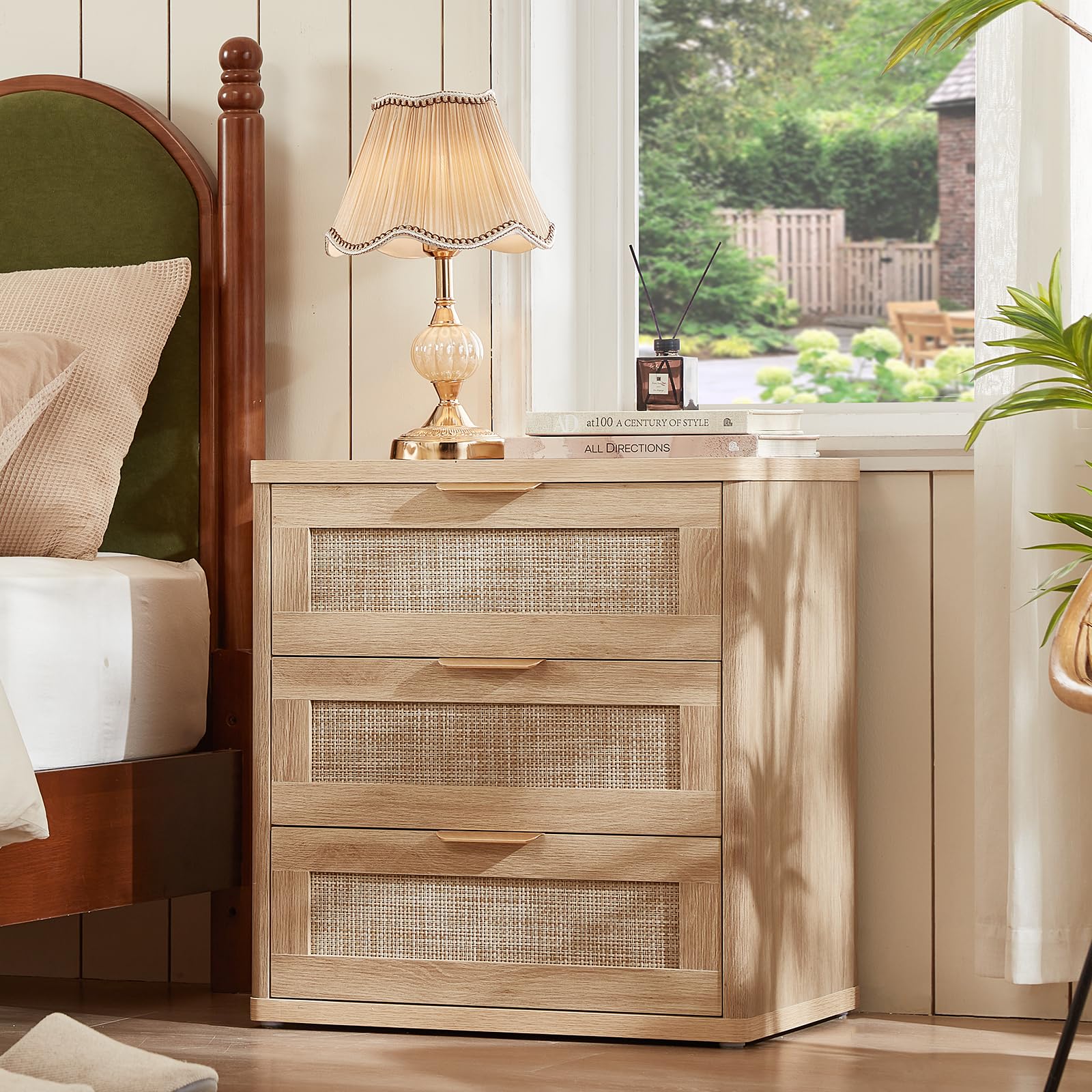 Rattan 23" Nightstands with Drawers for Bedroom