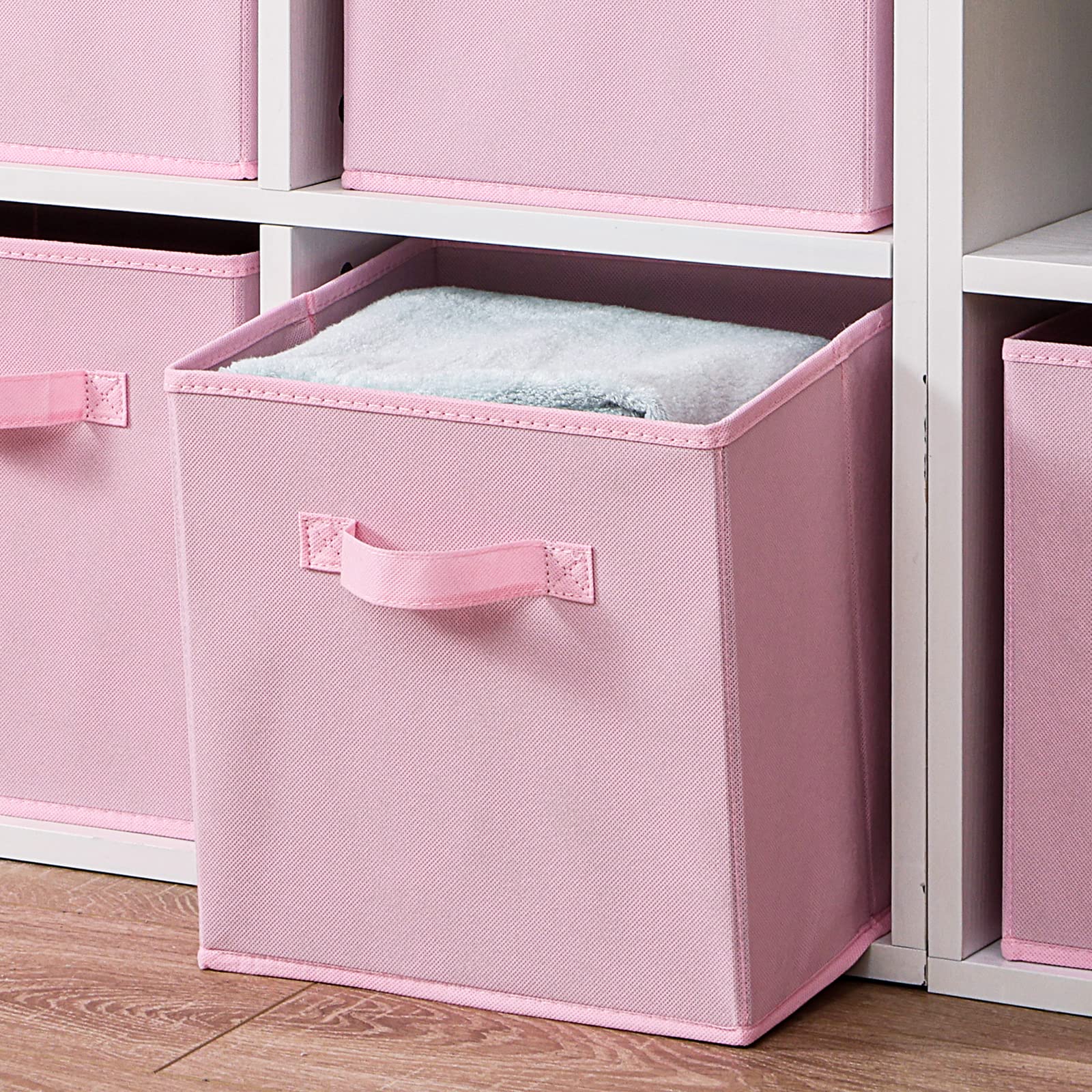 13x13x13 Inch Fabric Storage Bins 6 Pack Fun Colored Durable Storage Cubes with Handles Foldable Cube Baskets for Home (6 Count)