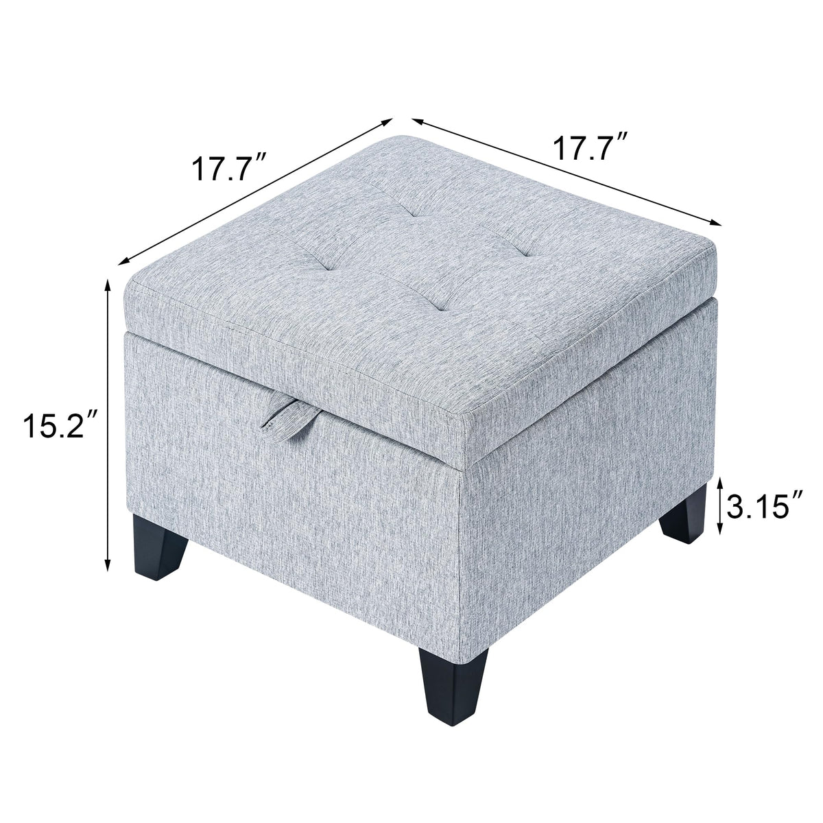 18 inch Linen Storage Ottoman for Living Room & Bedroom