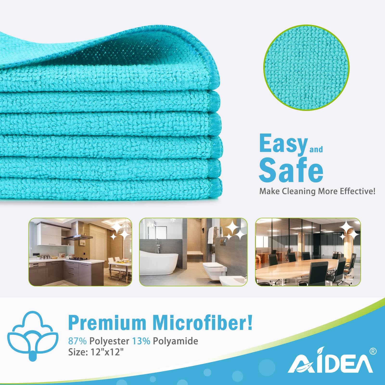 Blue Microfiber Cleaning Cloth (12 Count)