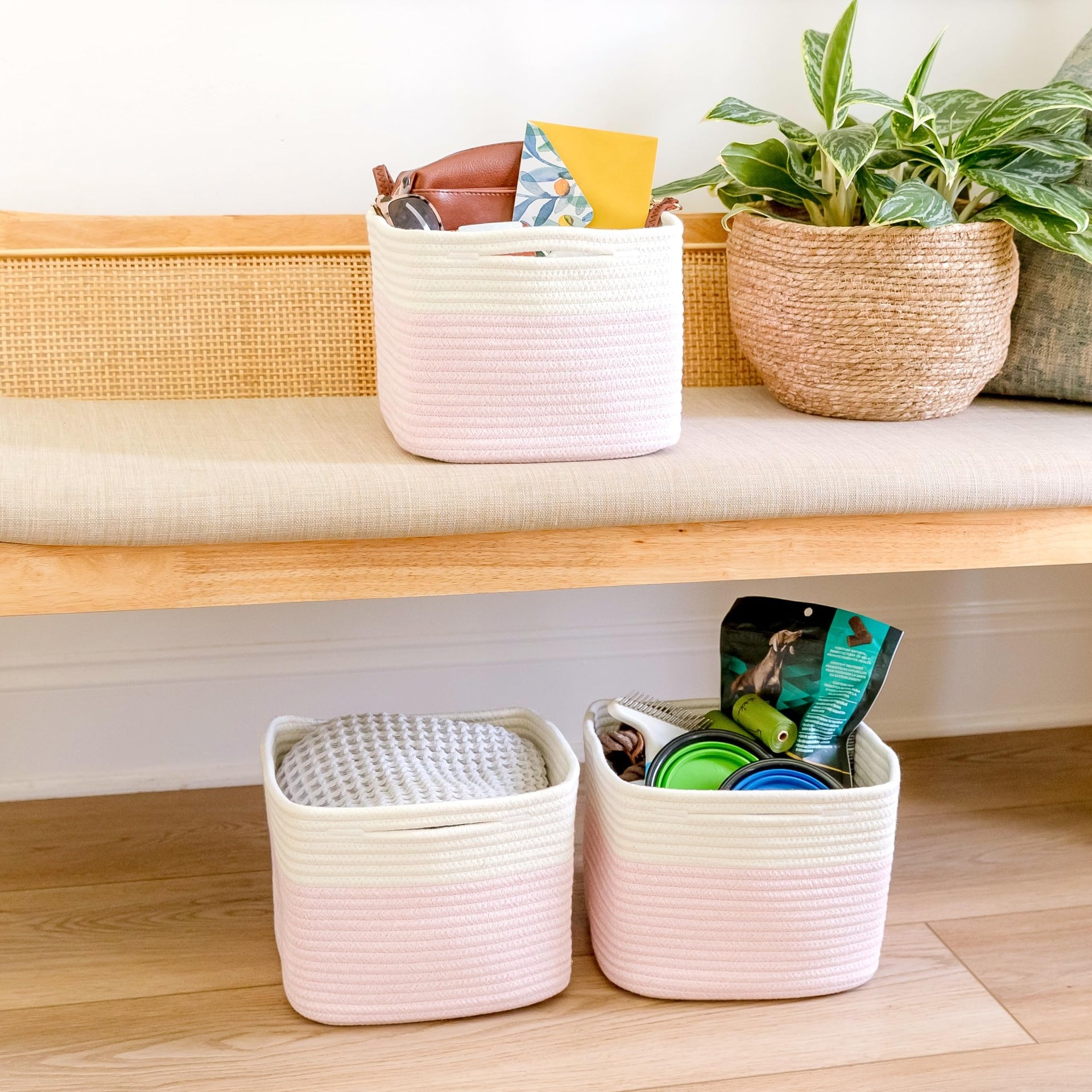 Storage Cubes 9”x9”x7”Cotton Rope Woven Baskets for Organizing 3 (3 Count)