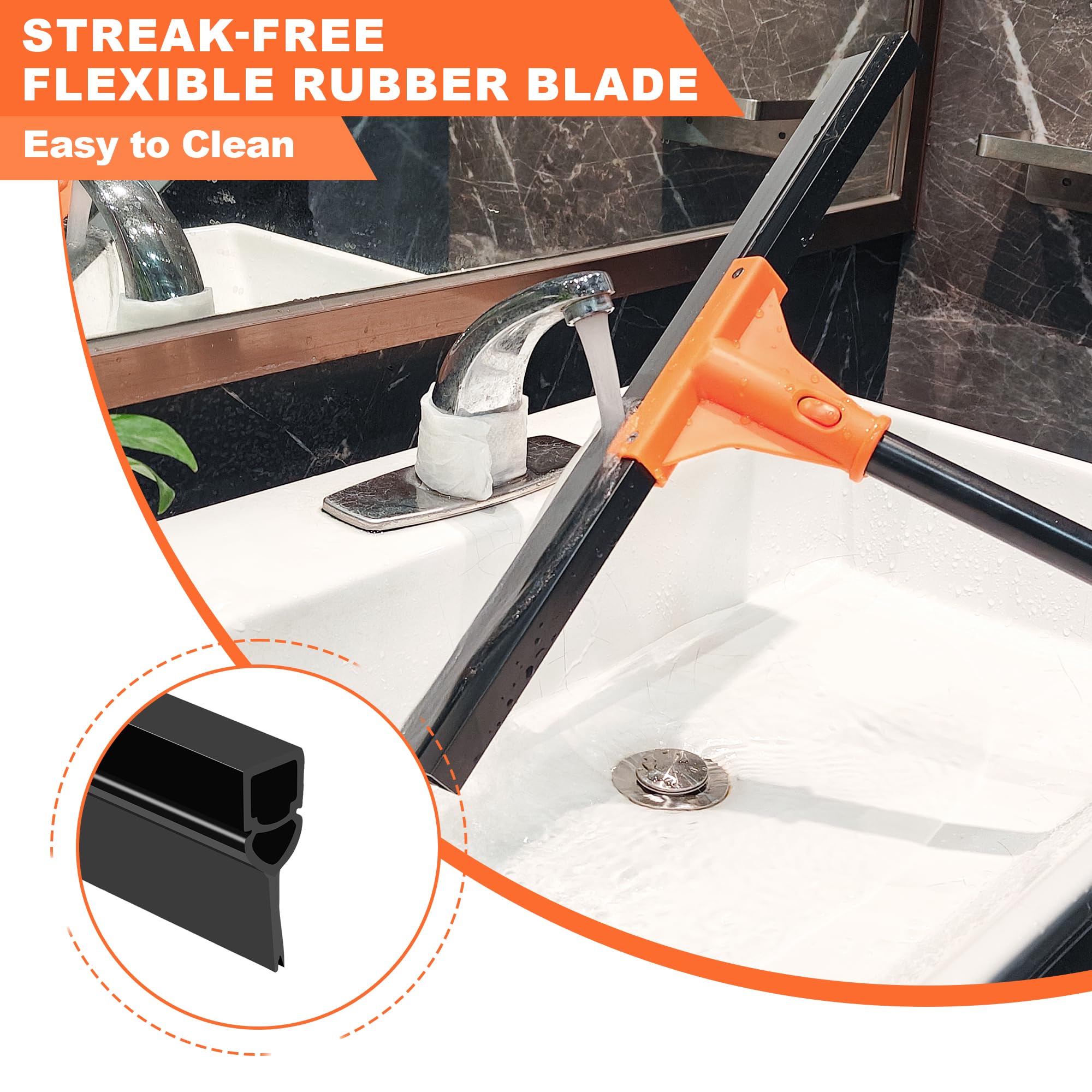 Floor Squeegee Heavy Duty with 58.3 inches Long Handle