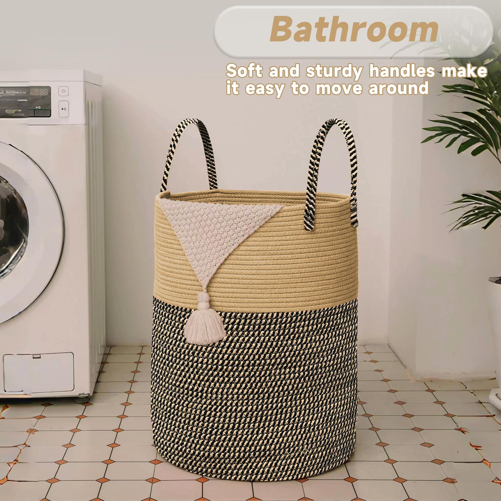60L Cotton Rope Laundry Basket Hamper