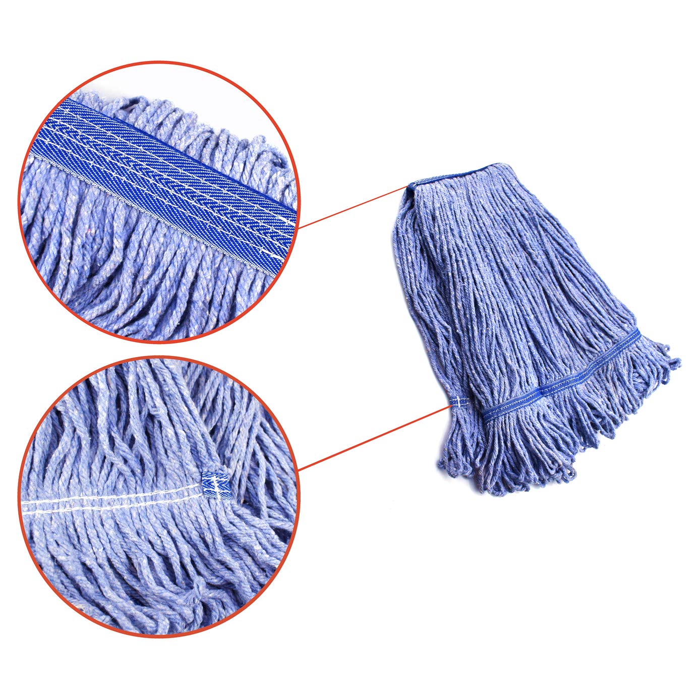 String Mop Heads Replacement Heavy Duty Commercial Grade Blue Cotton Looped End Wet Industrial Cleaning Mop Head Refills (4 Count) - ModHome Supplies