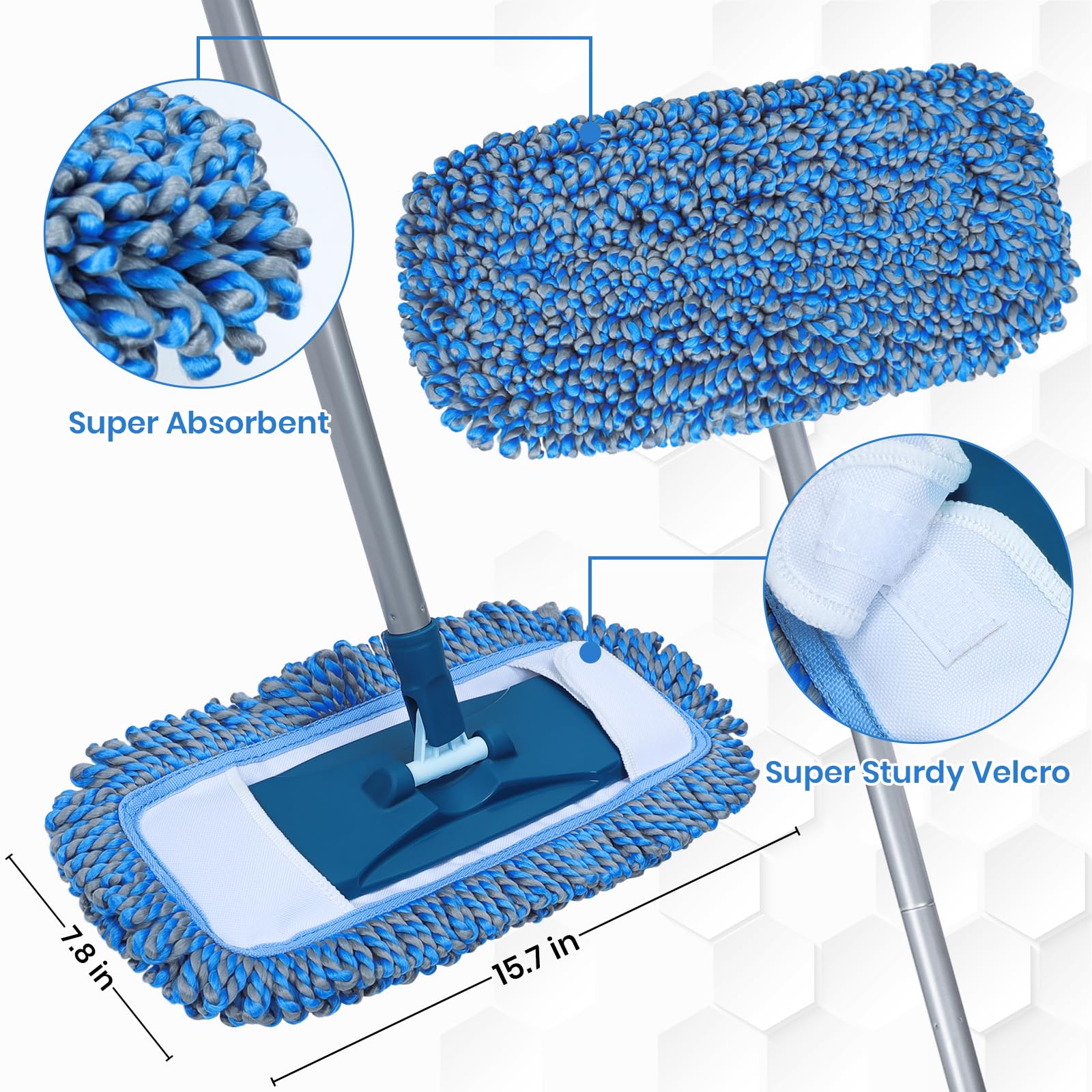 Dust Mop for Hardwood Floors with 57" Long Handle Wet & Dry Mops for Catching Pet Hair and Dust Bunny Microfiber Dust Mops for Vinyl - ModHome Supplies