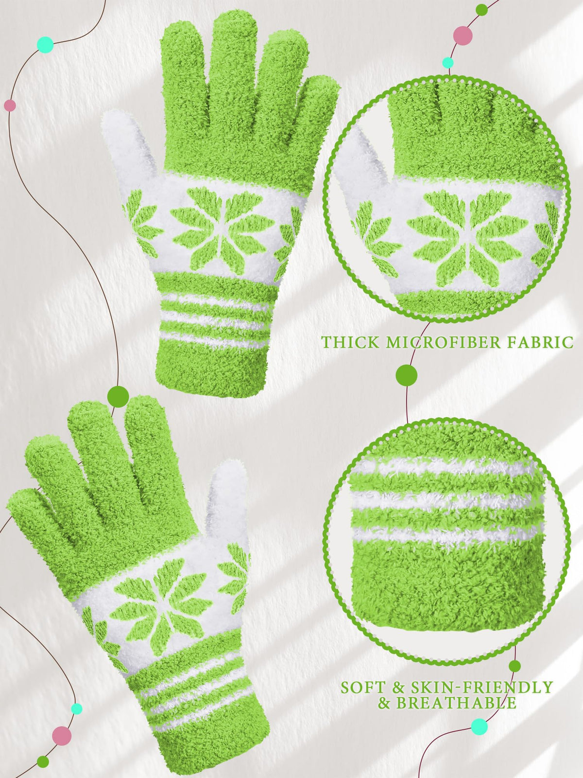 3 Pairs Microfiber Dusting Gloves for Plants Leaf (3 Count)