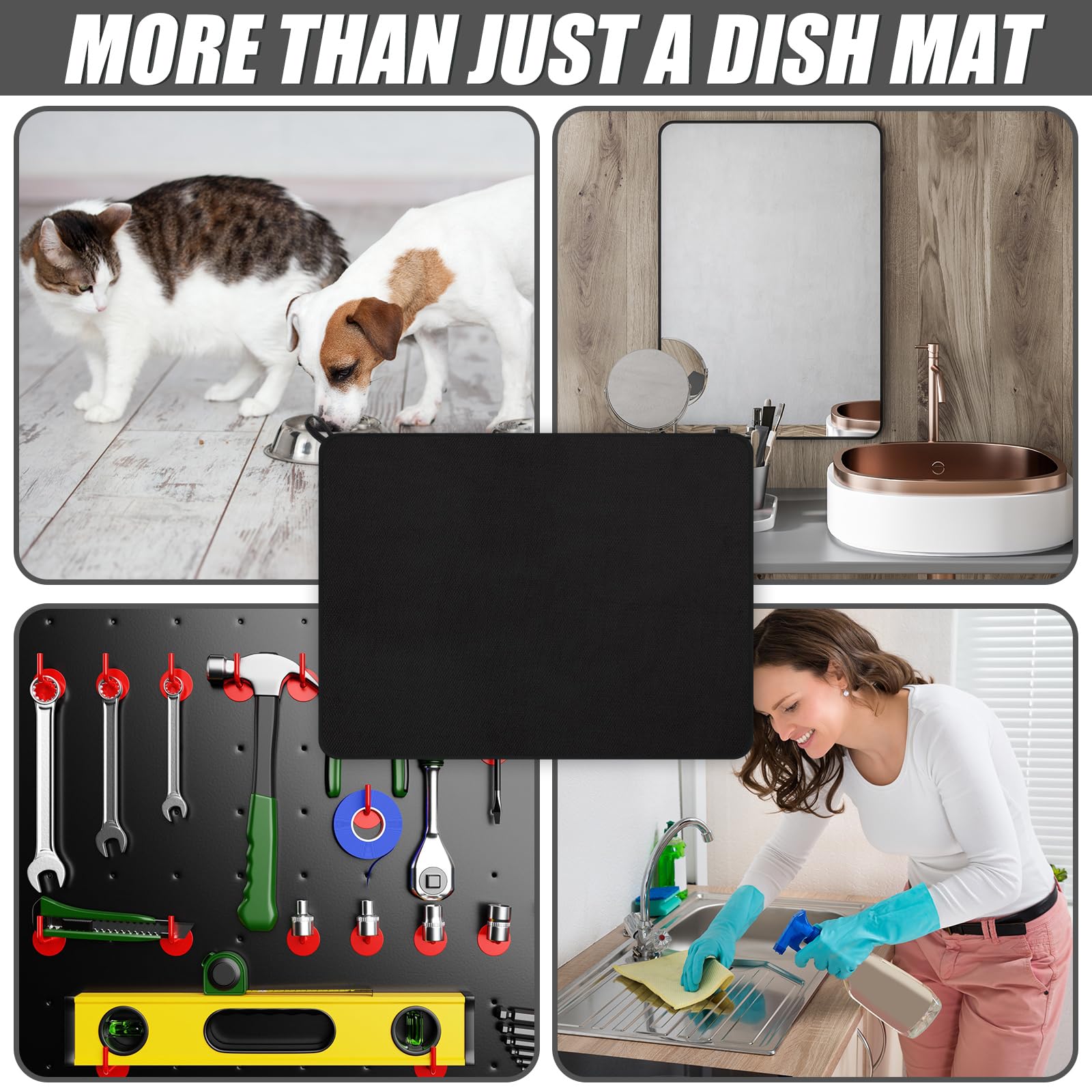 2 Pack Extra Large Dish Drying Mat Microfiber Absorbent Dish Drying Pad Large Size Dishes Drainer Mats for Countertop