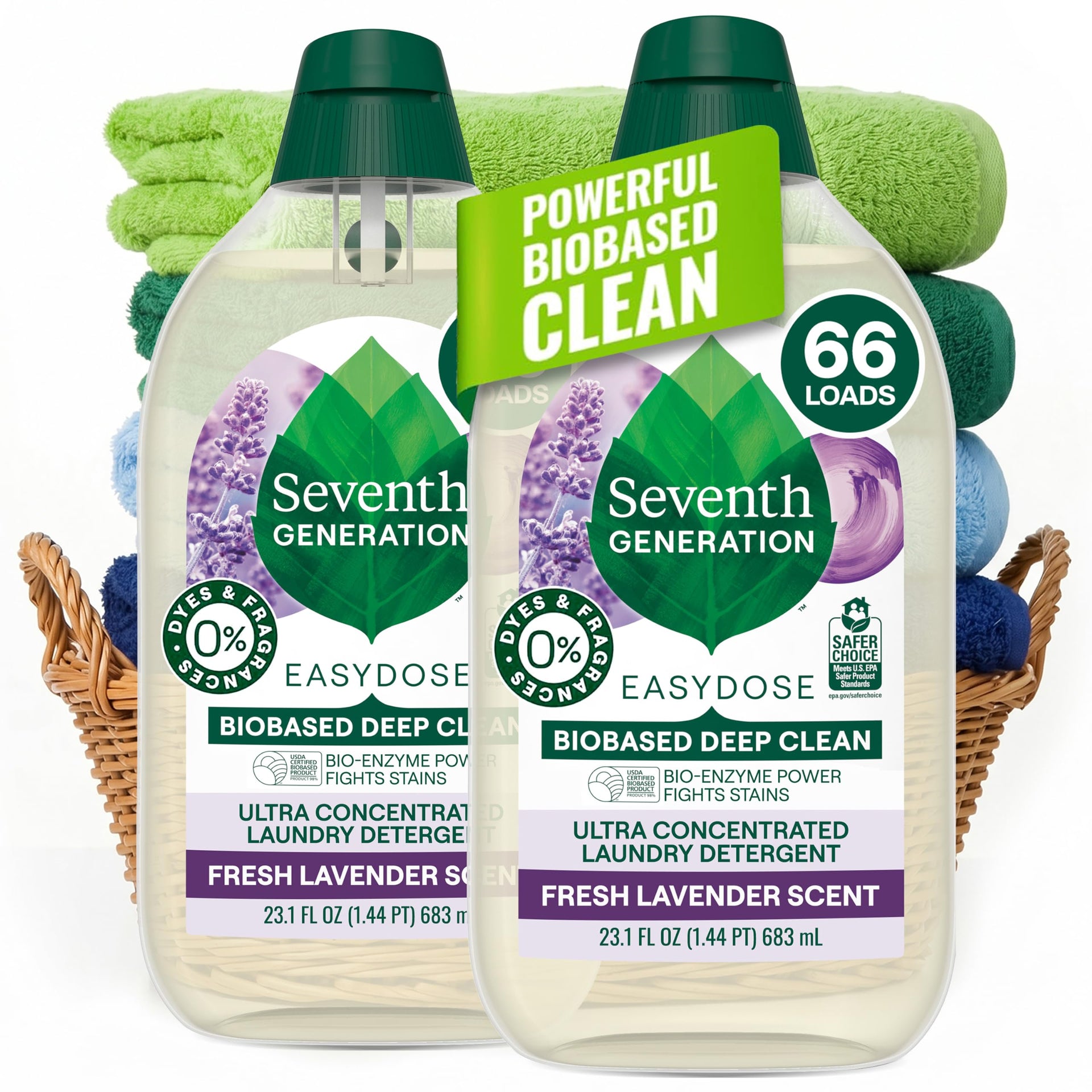 EasyDose Laundry Detergent Fresh Lavender Scent 2 Pack Ultra Concentrated Washing Detergent 23 oz (46.2 Fl Oz) - ModHome Supplies
