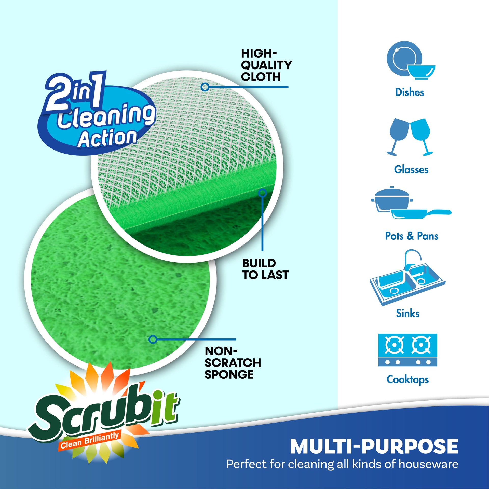 Scrub and Wipe Cleaning Pads [10 Pack] (10 Count)