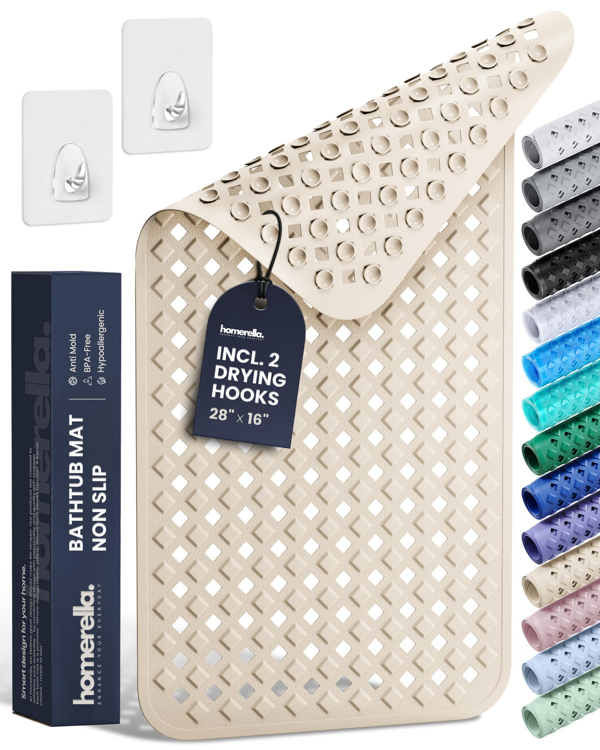 Bathtub Mat Non Slip 28x16 Shower Mat Non Slip Anti Mold BPA Free
