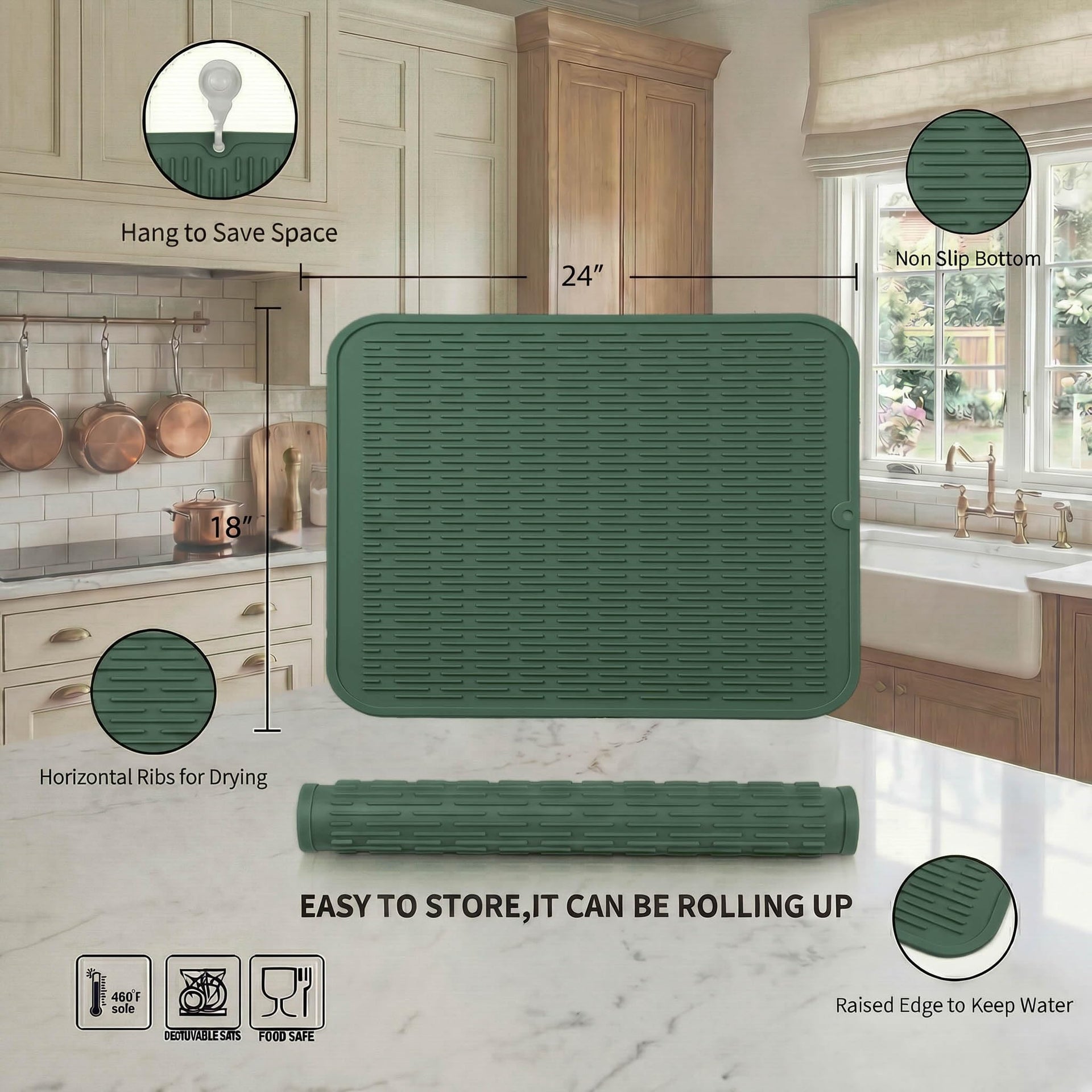 Silicone Dish Drying Mat for Multiple Usage