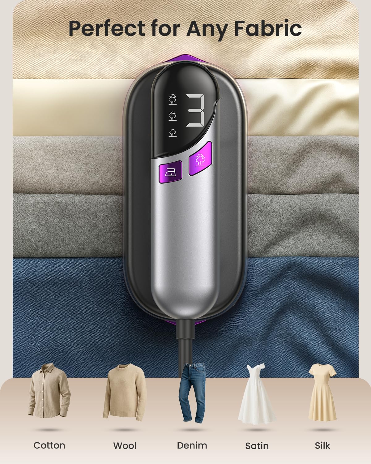 2-in-1 Handheld Steamer and Iron for Clothes, 1000W, 9s Fast Heat-Up