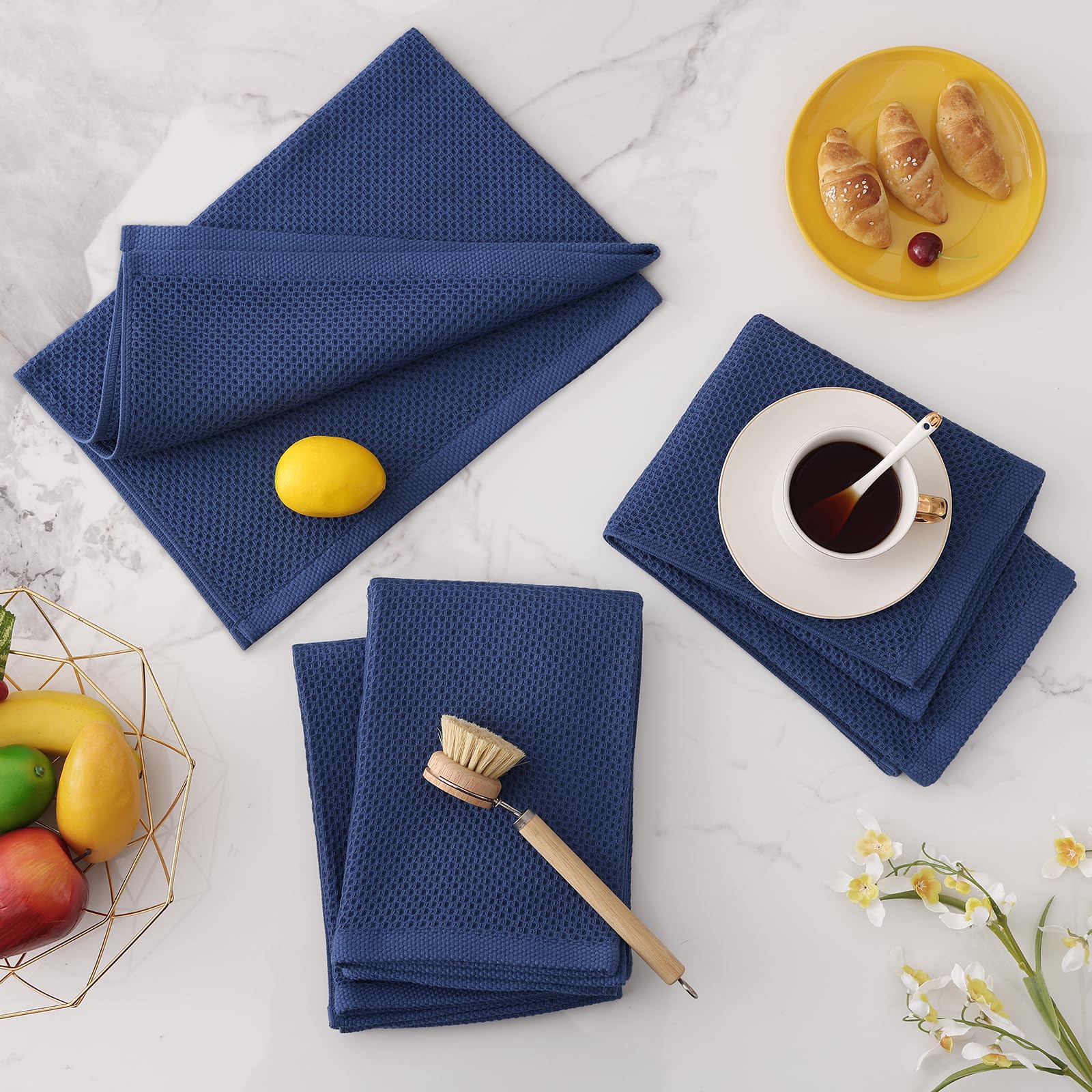 100% Cotton Oversized Waffle Weave Kitchen Towels 4 (4 Count)