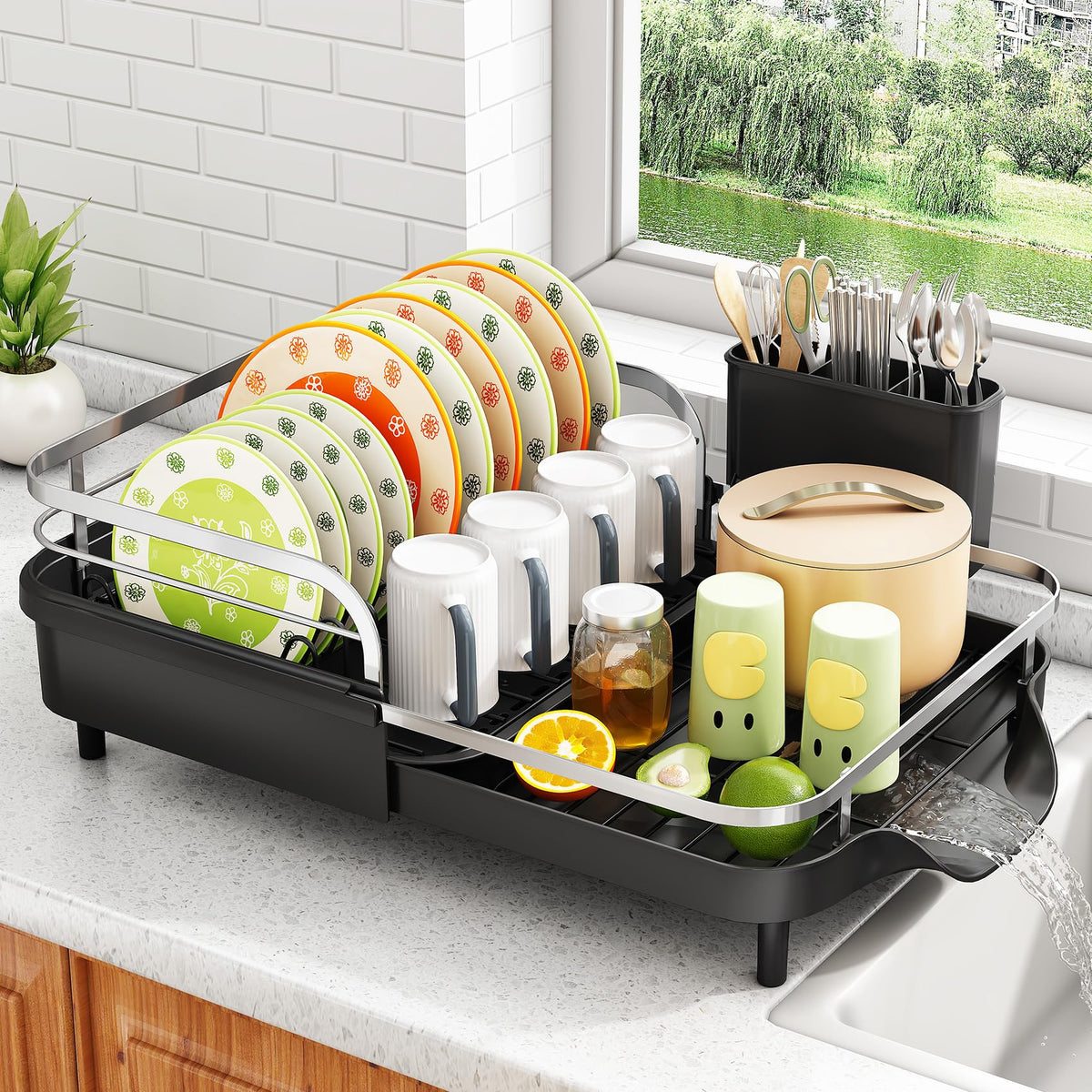 Expandable Dish Drying Rack for Small Kitchen Counter