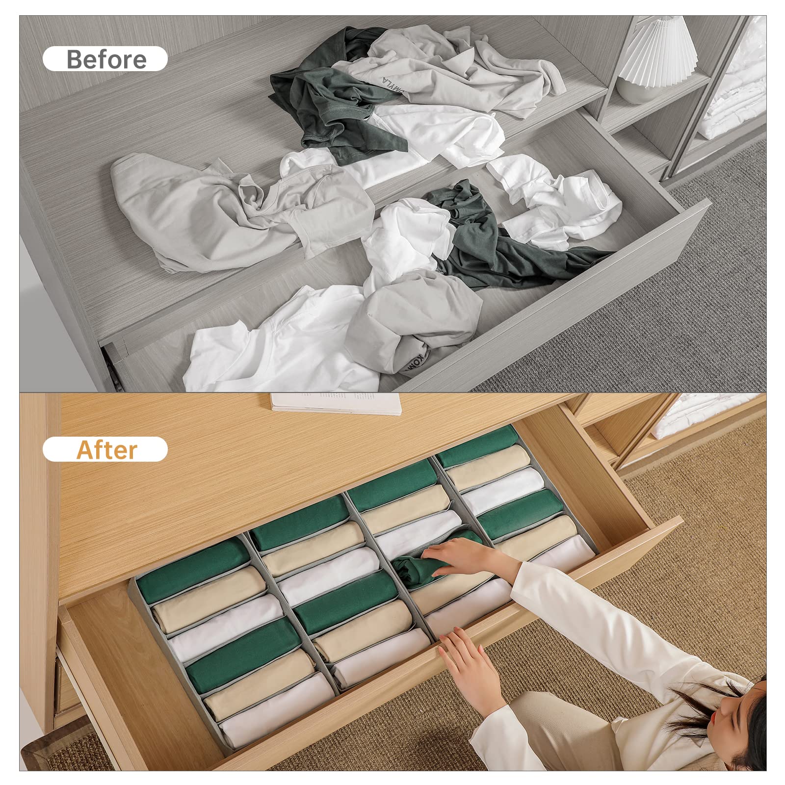 4 Packs T shirt Drawer Organizers for Clothing (4 Count)