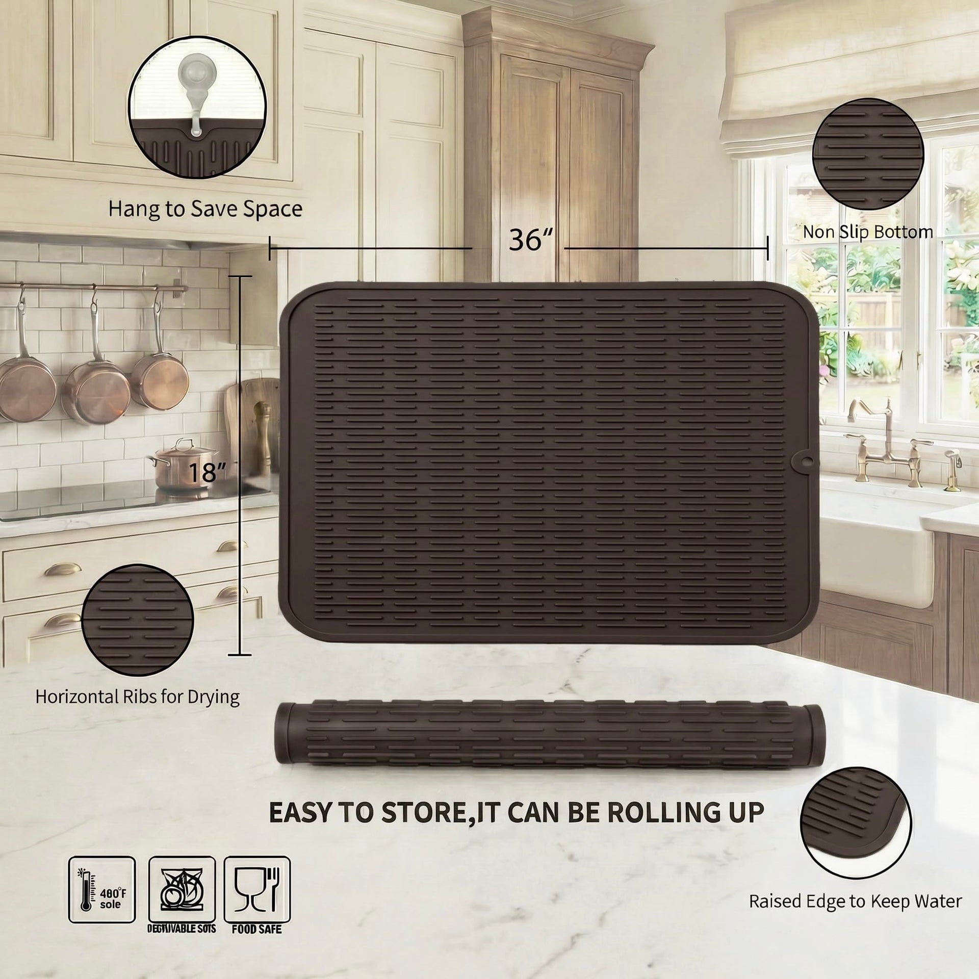 Silicone Dish Drying Mat for Multiple Usage