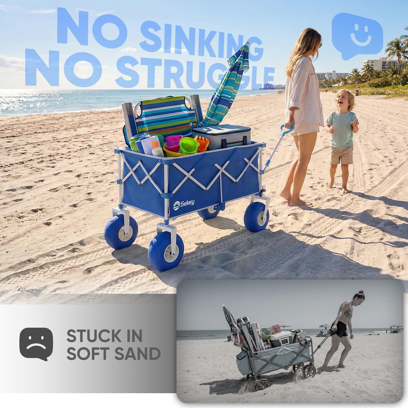 Heavy Duty Beach Wagon with 9" Big Sand