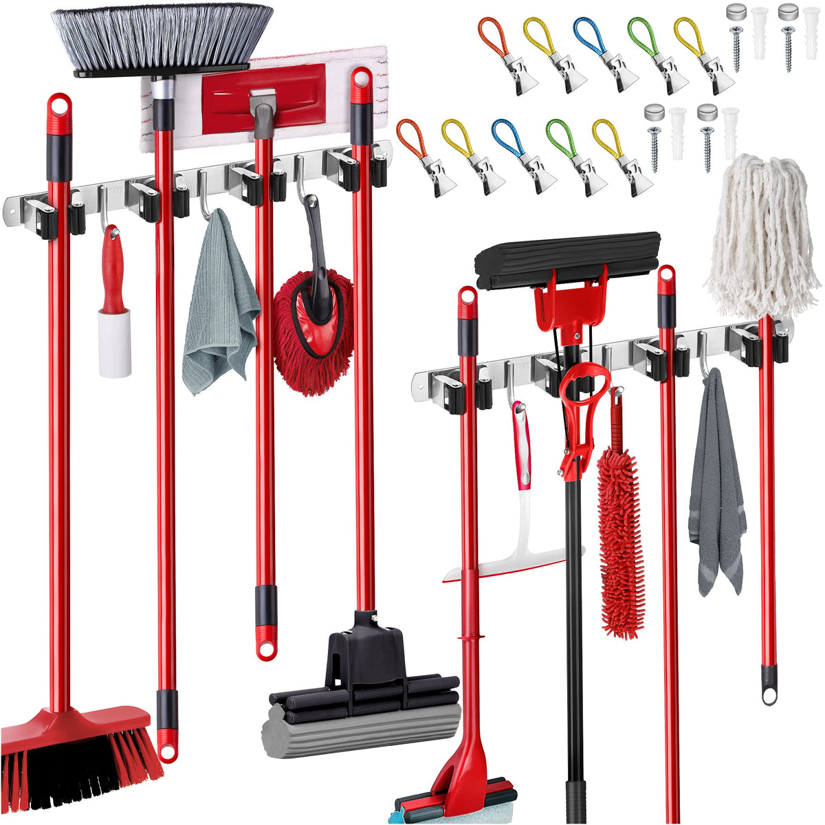 2 Pack Wall Mount Hanger for Brooms & Mops (2 Count)