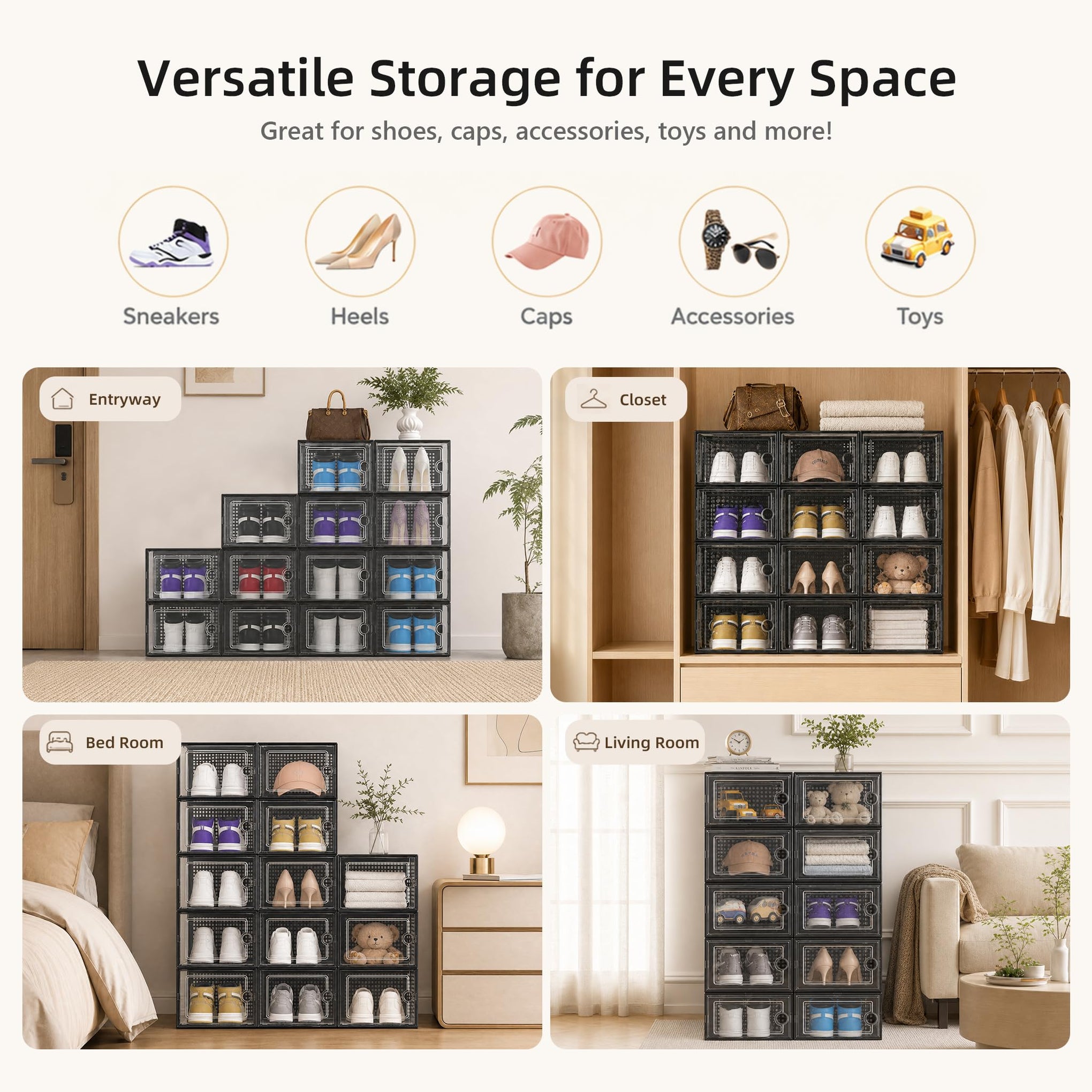 X Large Shoe Storage Boxes 12 Pack (12 Count)