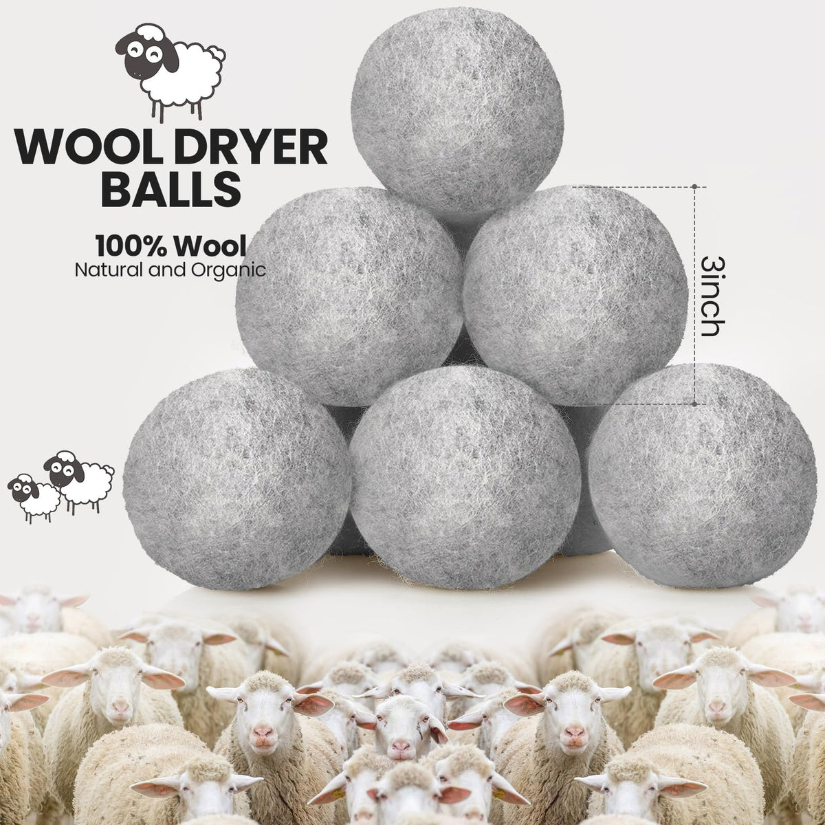 26 Pieces Wool Dryer Balls Set
