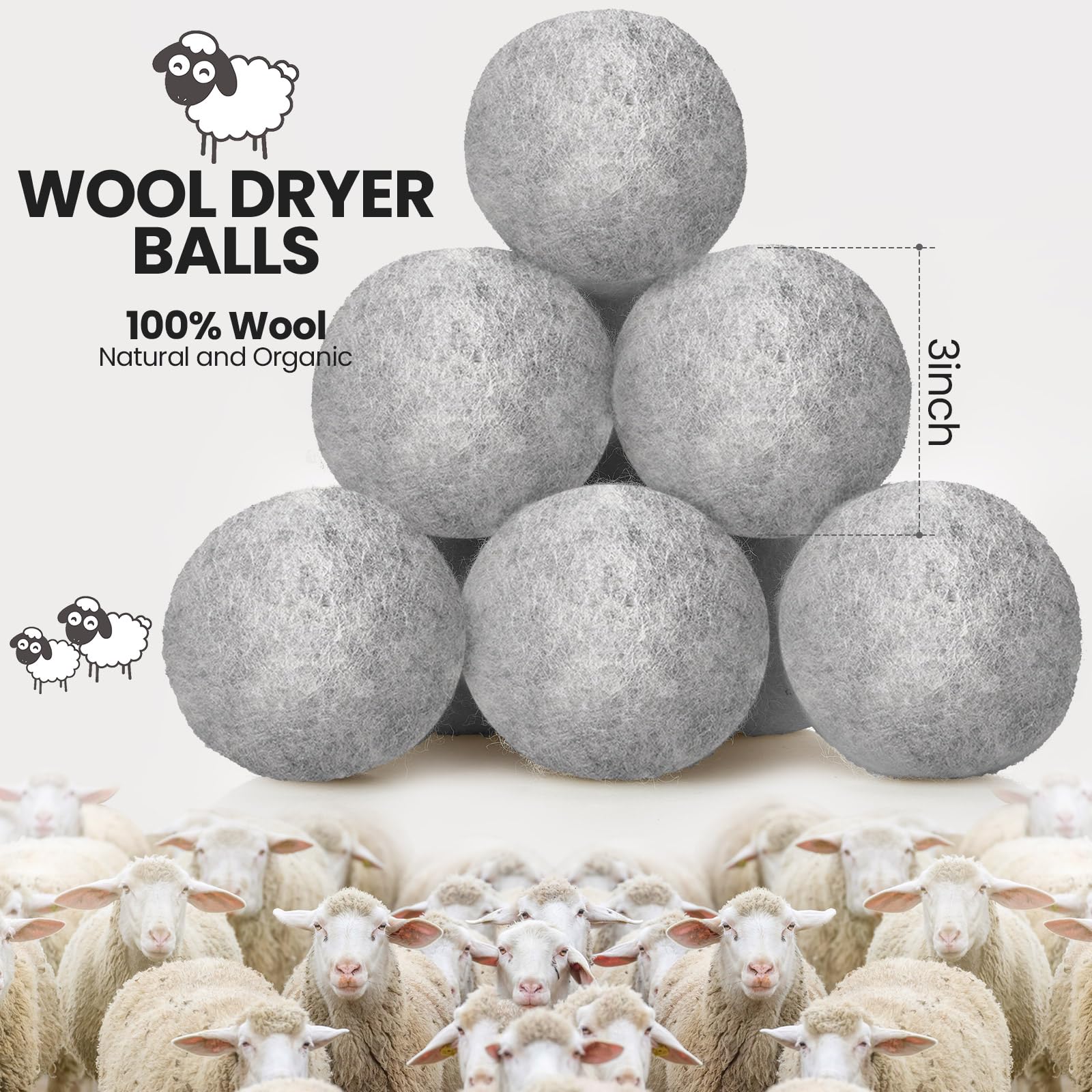 26 Pieces Wool Dryer Balls Set