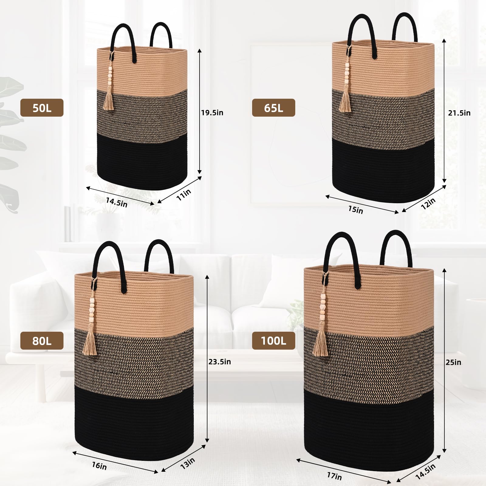 Woven Laundry Basket for Clothes (16 Ounce)
