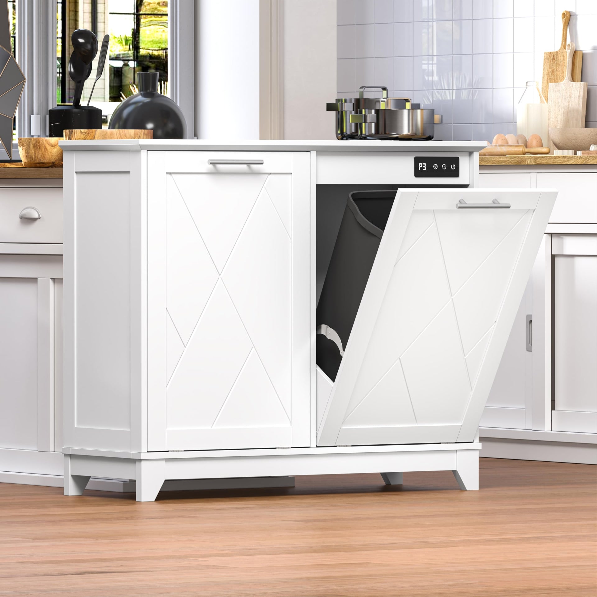 Tilt Out Trash Can Cabinet for 2 Bins