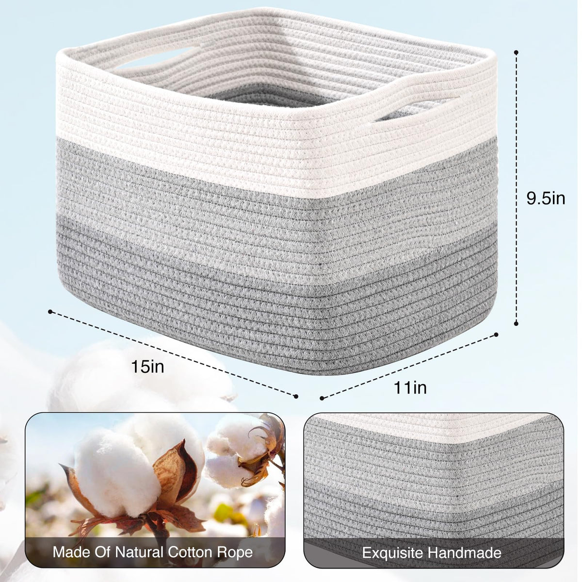 Storage Baskets for Organizing Shelves (3 Count)