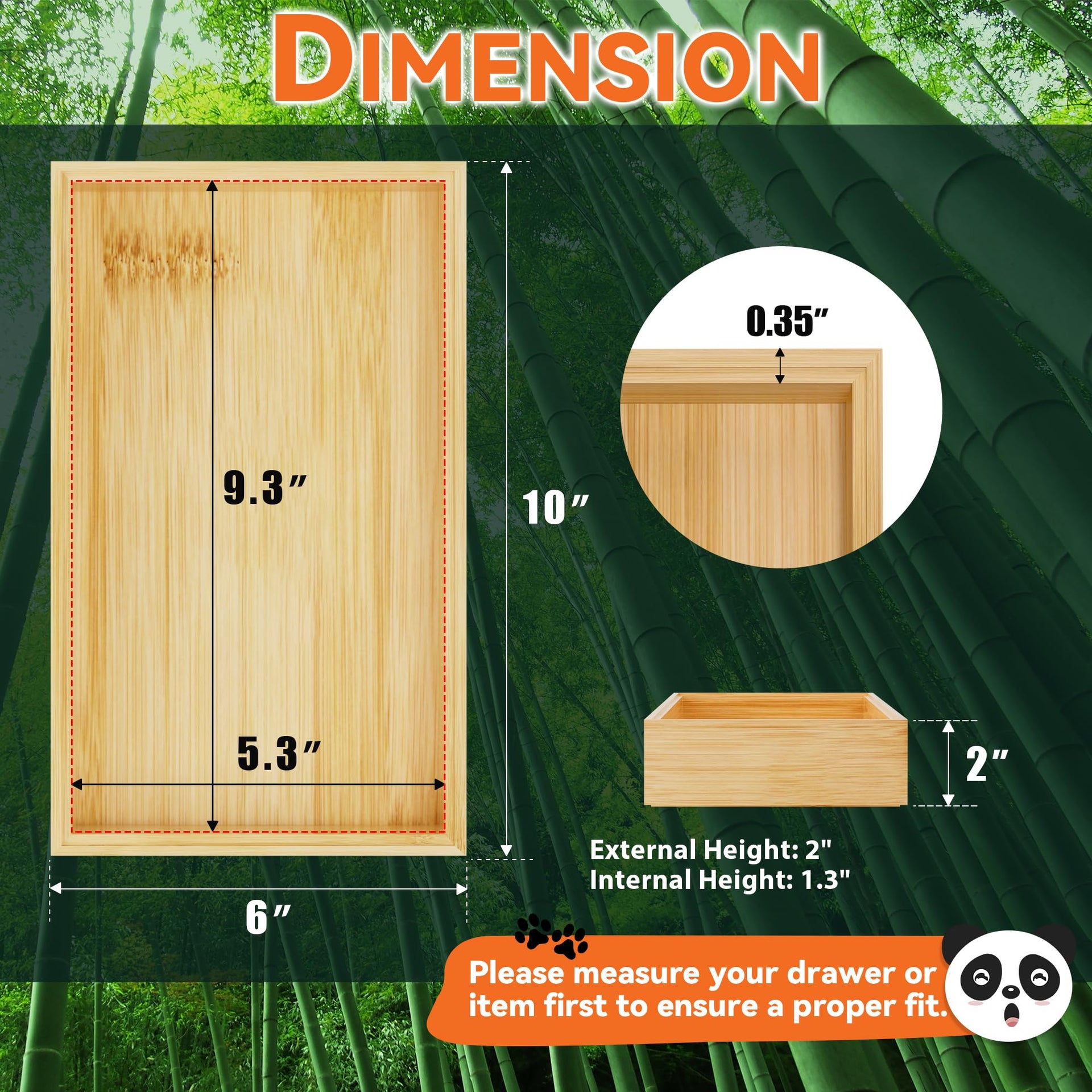 Bamboo Drawer Organizer for Kitchen Utensils (2 Count)