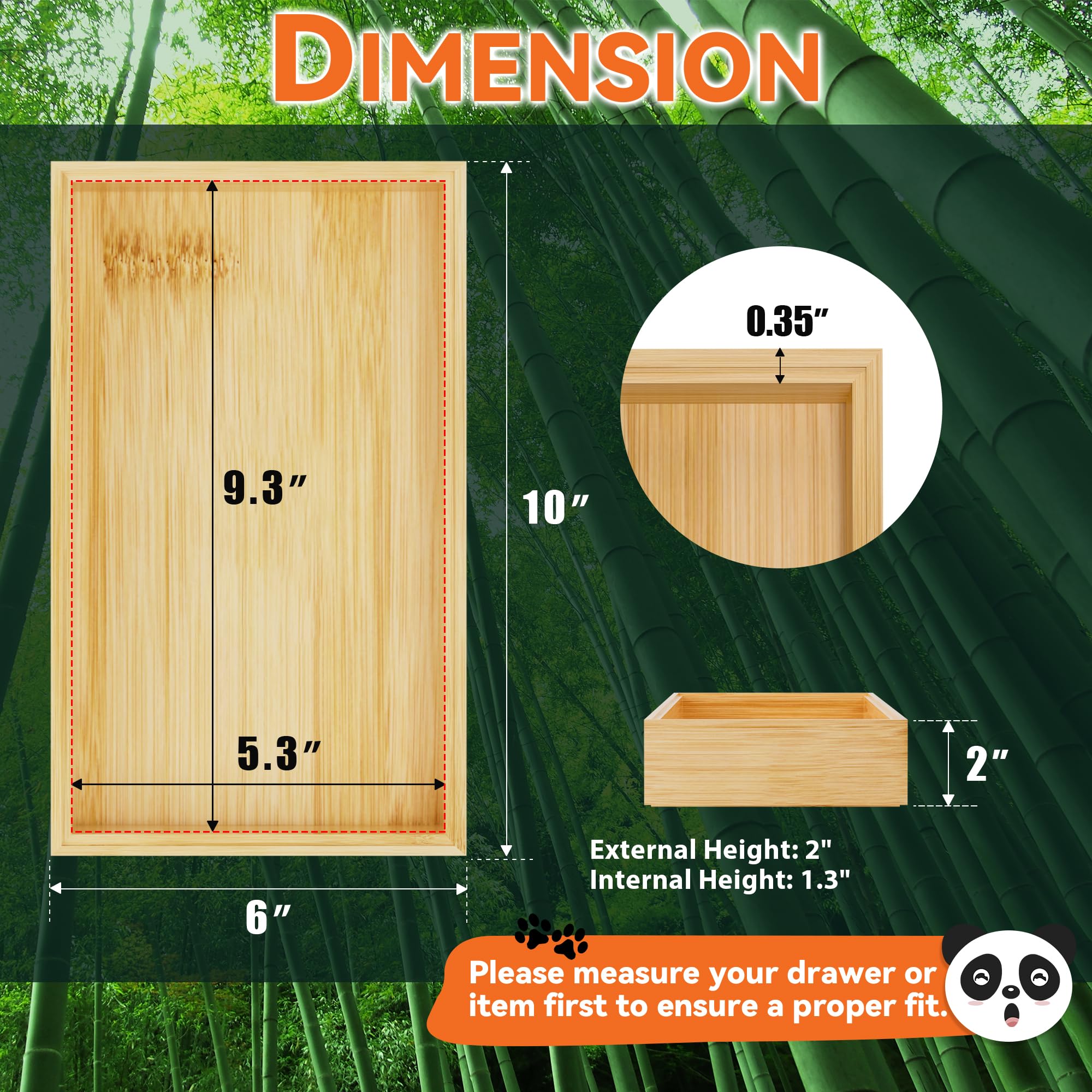 Bamboo Drawer Organizer for Kitchen Utensils (2 Count)