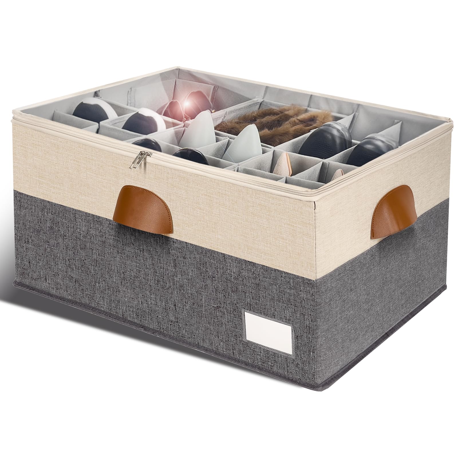 1 Pack Shoe Organizer for Closet Foldable Storage Box with Clear Cover