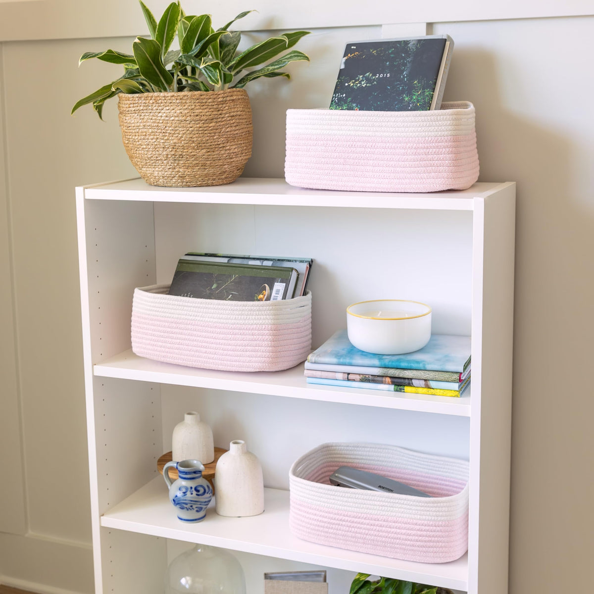 13.5”x8.5”x5.5” Rectangle Storage Baskets for Shelves 3 Pack (3 Count)